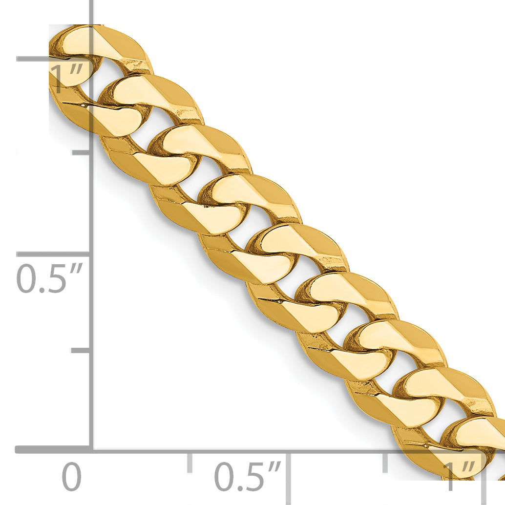 14K 26 Inch 6.25Mm Flat Beveled Curb With Lobster Clasp Chain