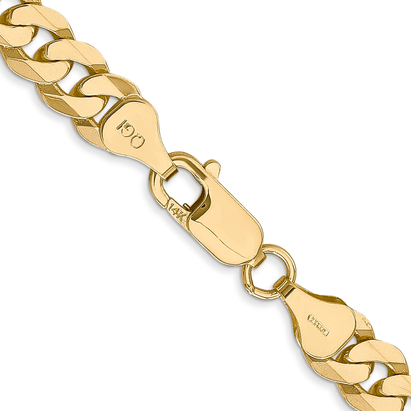 14K 8 inch 7.25mm Flat Beveled Curb with Lobster Clasp Bracelet