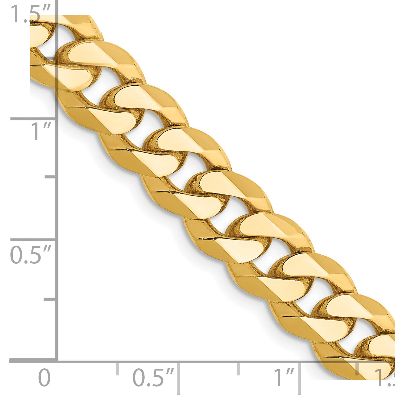 14K 26 Inch 8.5Mm Flat Beveled Curb With Lobster Clasp Chain