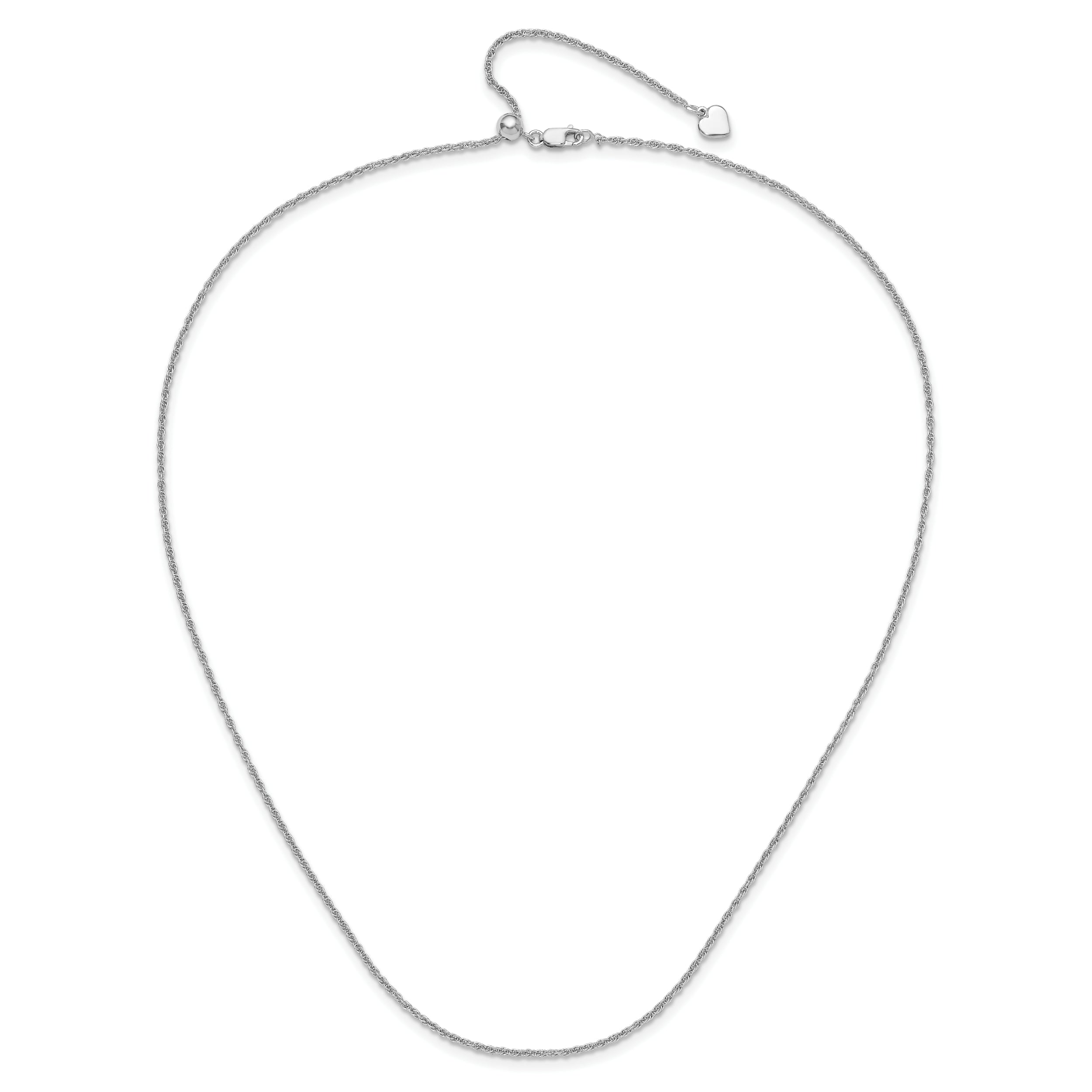 Sterling Silver RH-plated Adjustable 1.55mm Loose Rope Chain