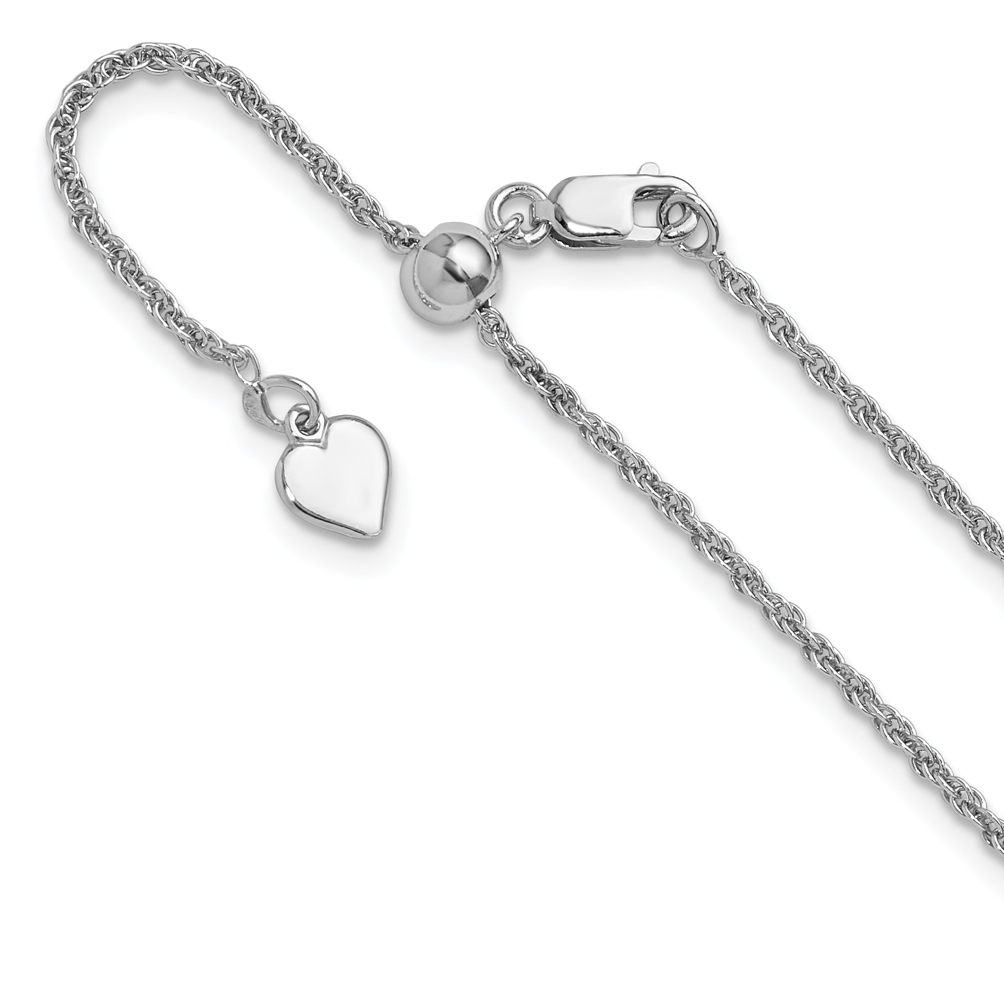 Sterling Silver RH-plated Adjustable 1.55mm Loose Rope Chain