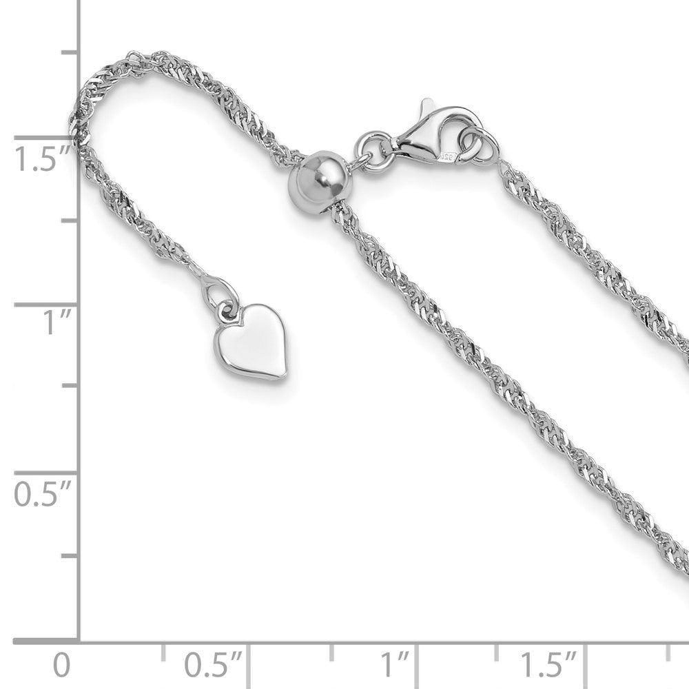 Sterling Silver Adjustable 1.6mm Singapore Chain
