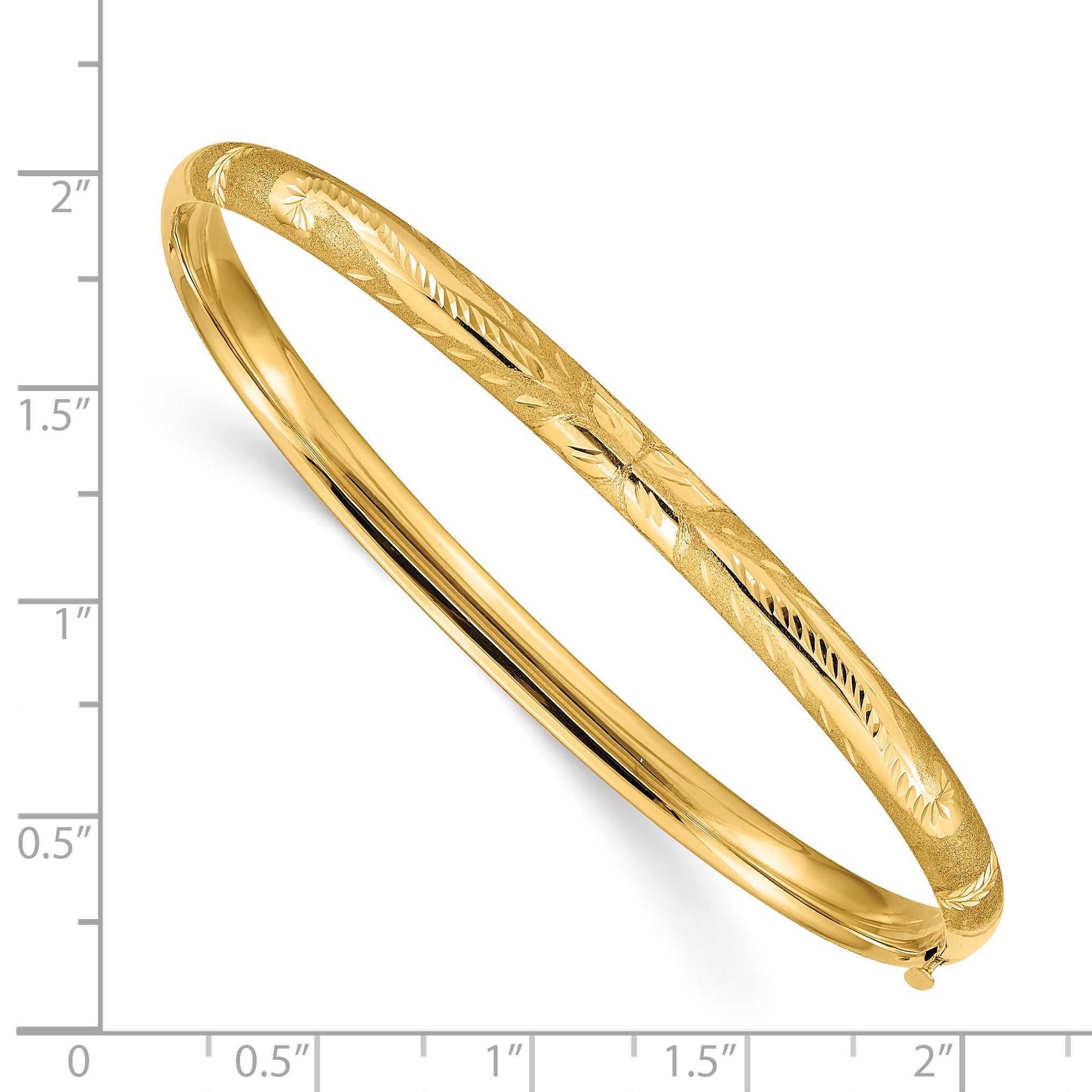 14k 3/16 Oversize Florentine Engraved 5.00mm Hinged Round Bangle Bracelet