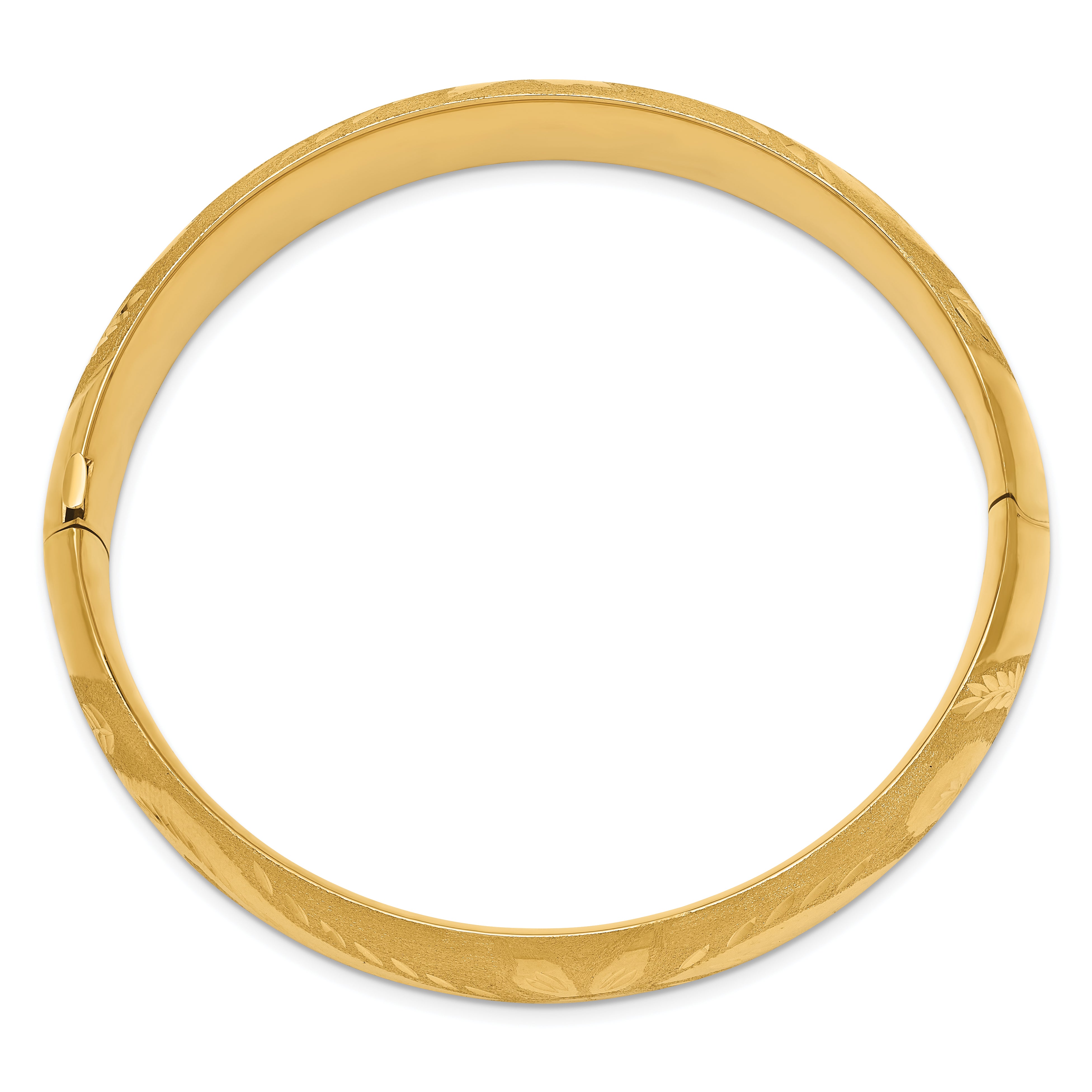 14k 9/16 Florentine Engraved 14.50mm Hinged Round Bangle Bracelet