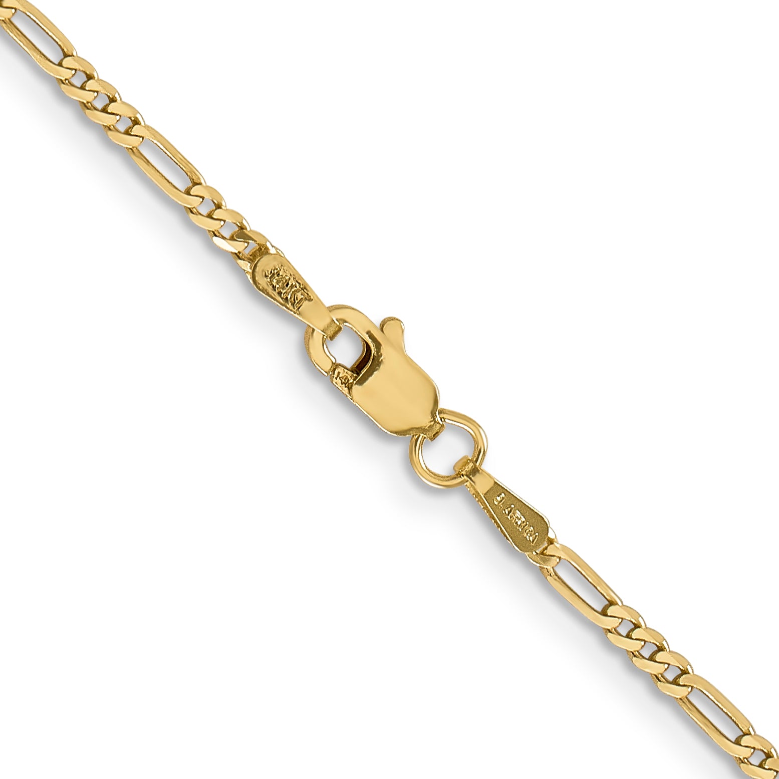 14K 16 Inch 1.8Mm Flat Figaro With Lobster Clasp Chain