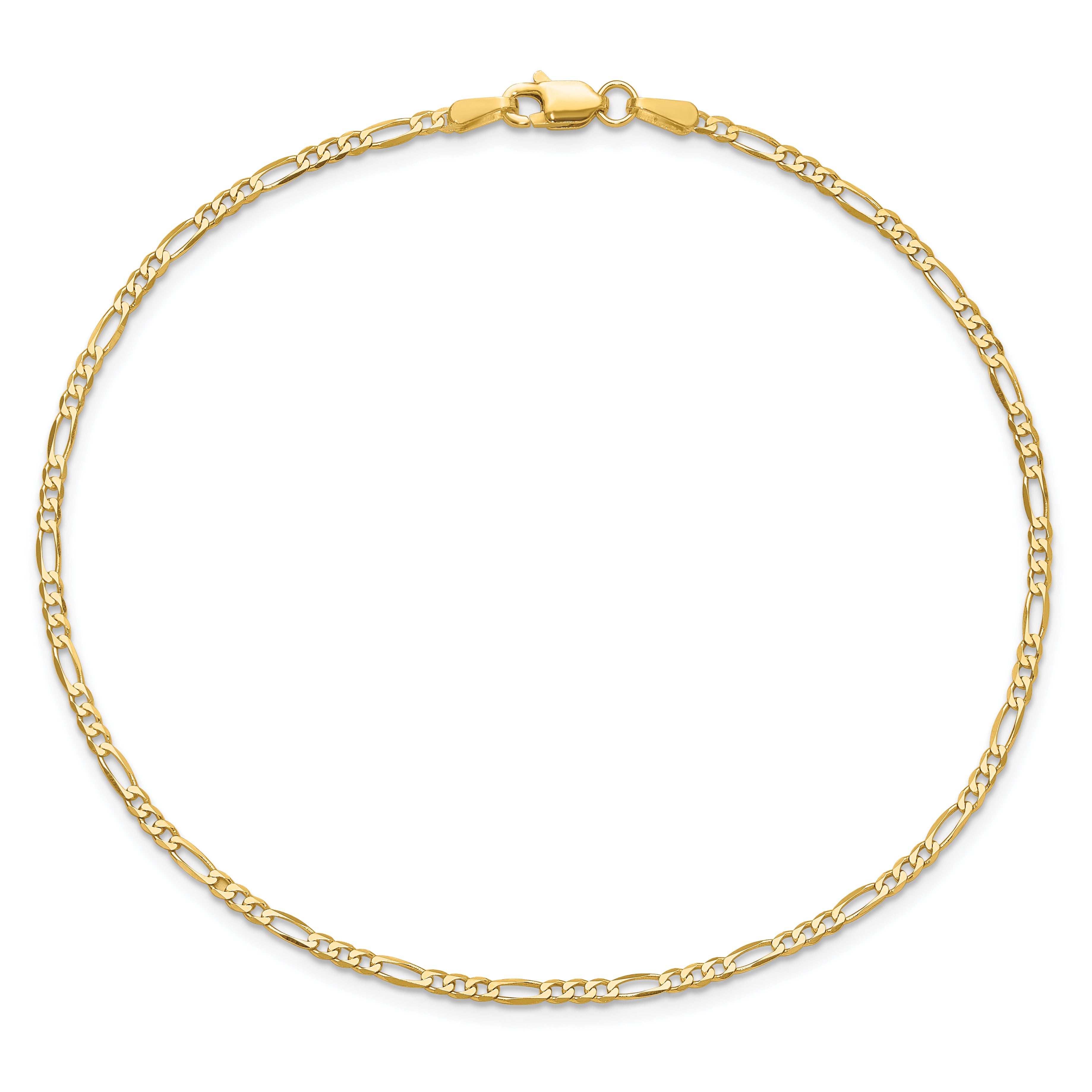 14K 9 inch 1.8mm Flat Figaro with Lobster Clasp Anklet