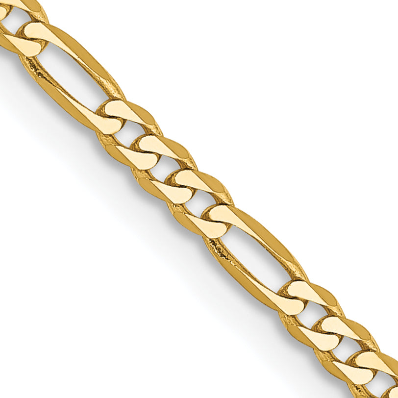 14K 22 Inch 2.25Mm Flat Figaro With Lobster Clasp Chain