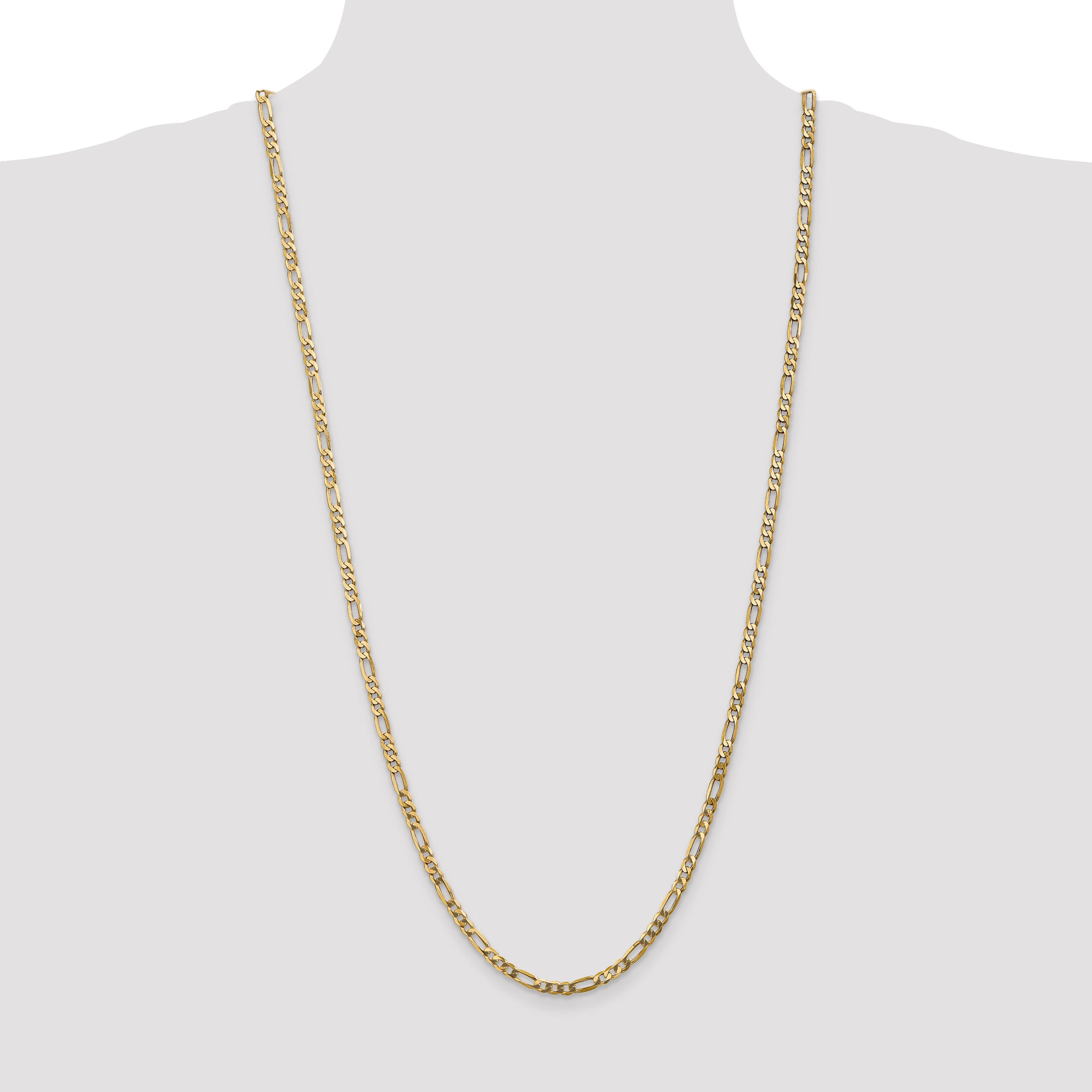 14K 30 Inch 4Mm Flat Figaro With Lobster Clasp Chain