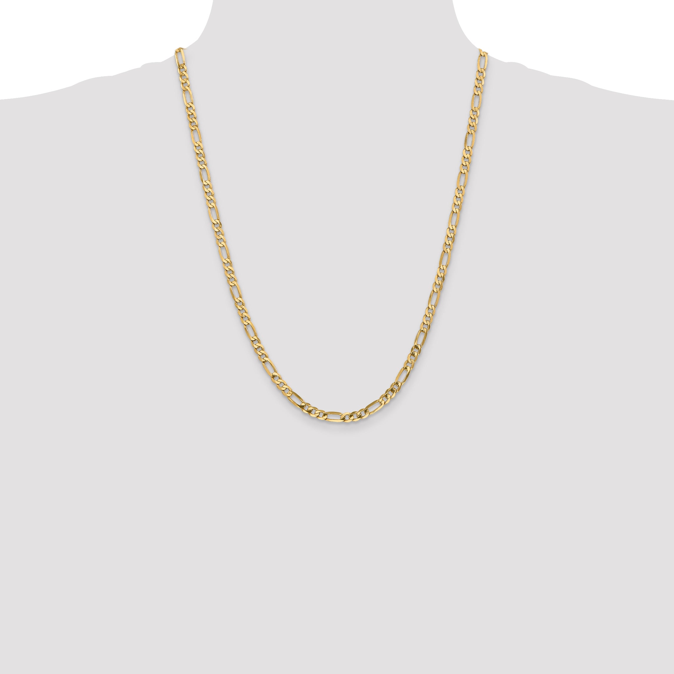 14K 24 Inch 4.75Mm Flat Figaro With Lobster Clasp Chain