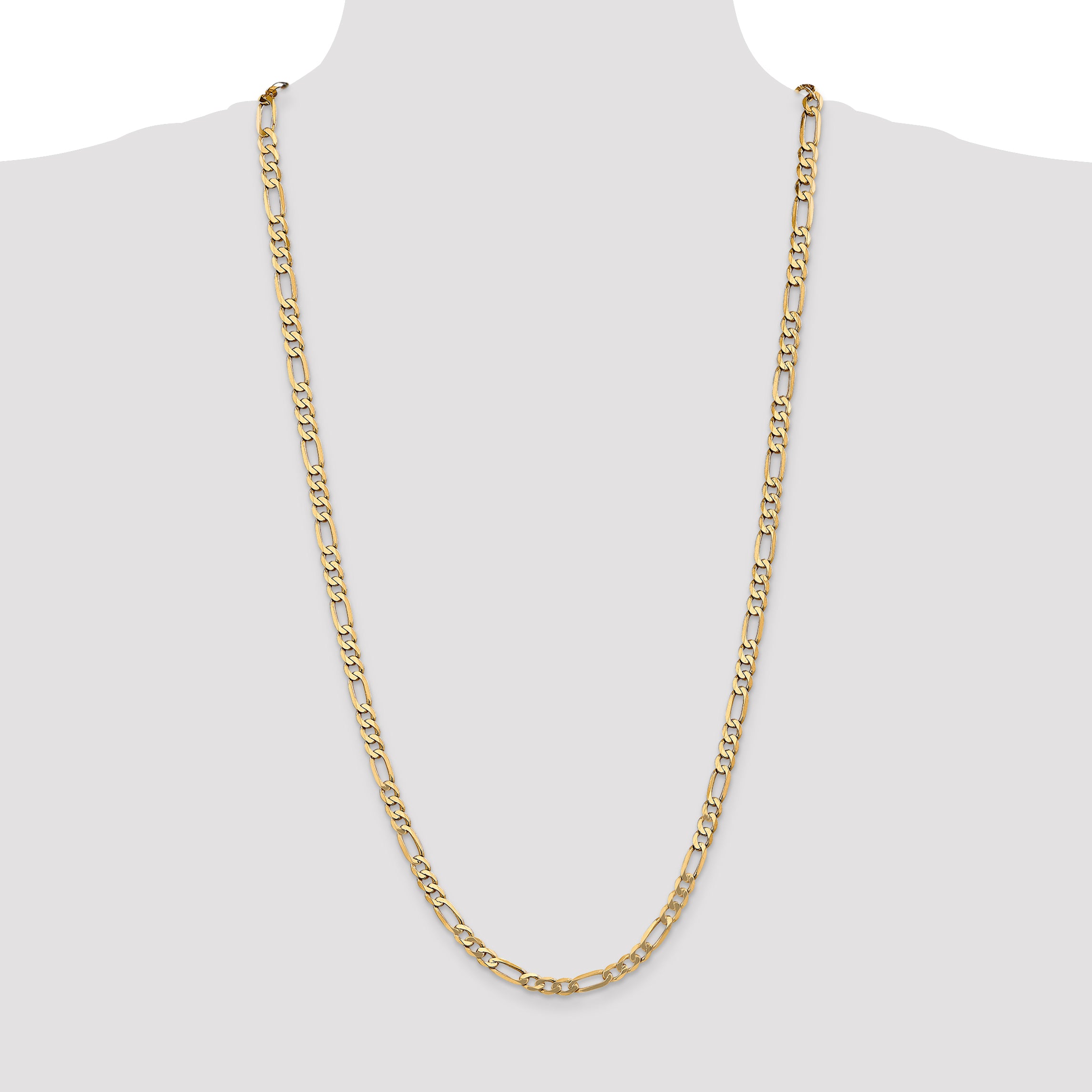 14K 30 Inch 5.25Mm Flat Figaro With Lobster Clasp Chain