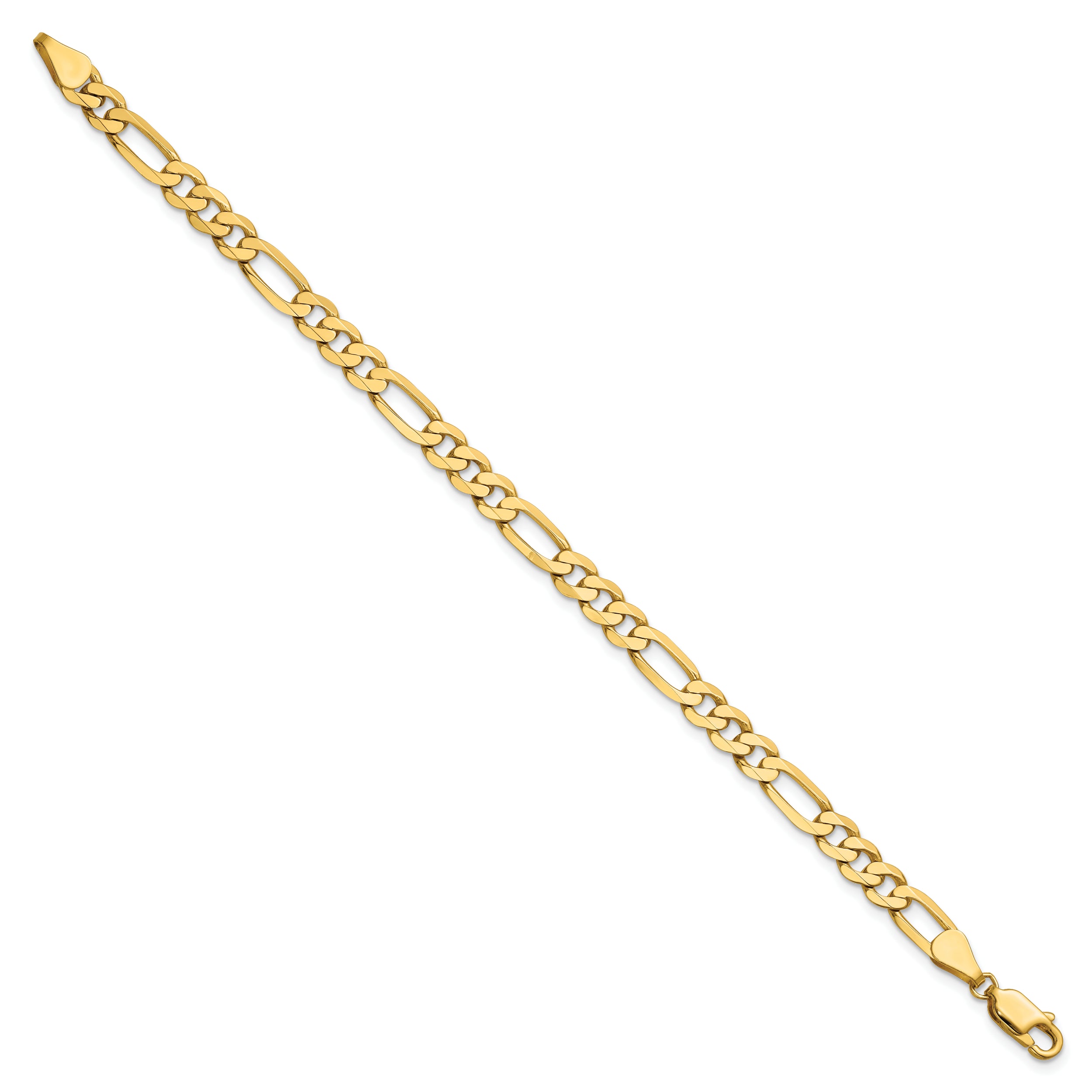 14K 9 inch 5.25mm Flat Figaro with Lobster Clasp Chain
