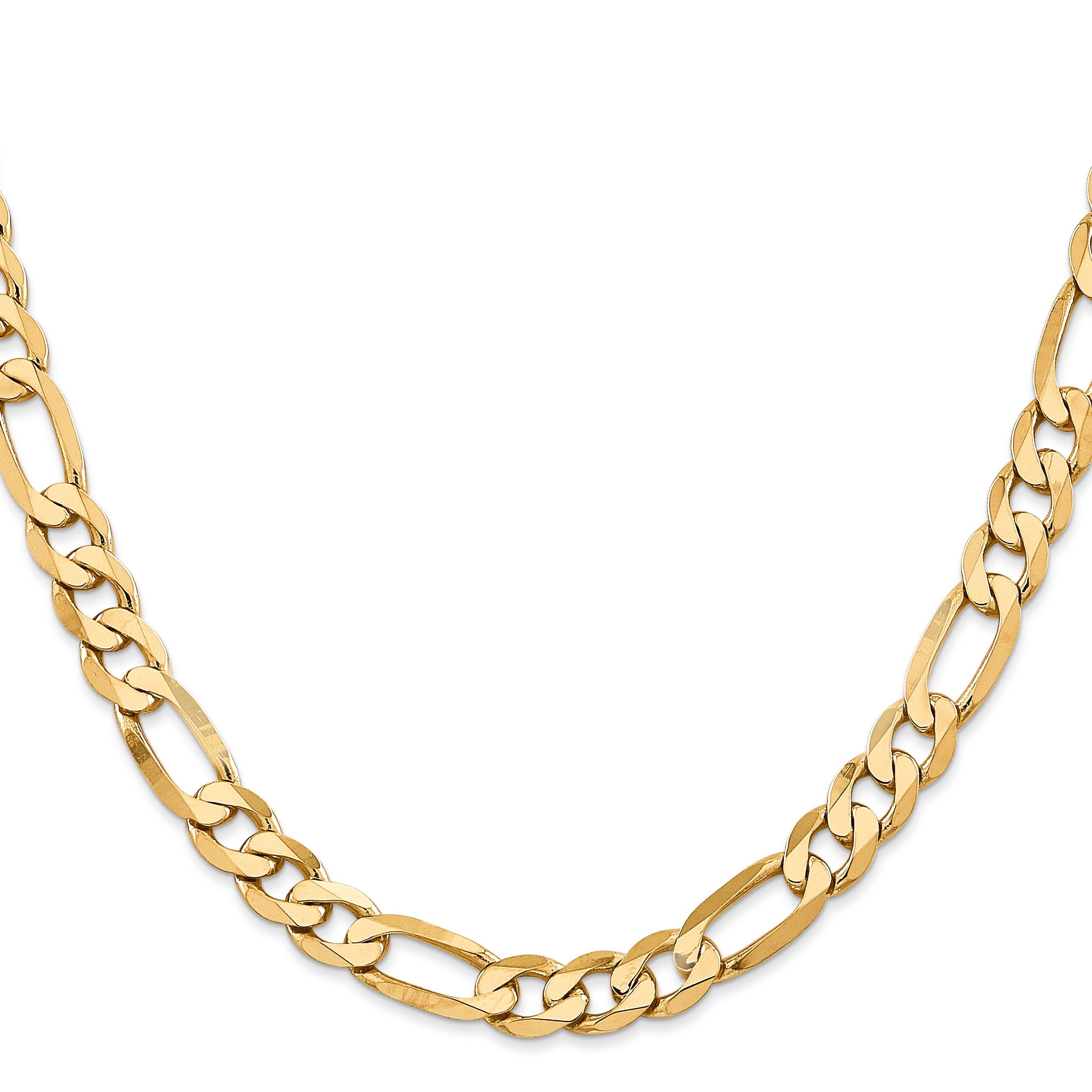 14K 24 Inch 7.5Mm Flat Figaro With Lobster Clasp Chain