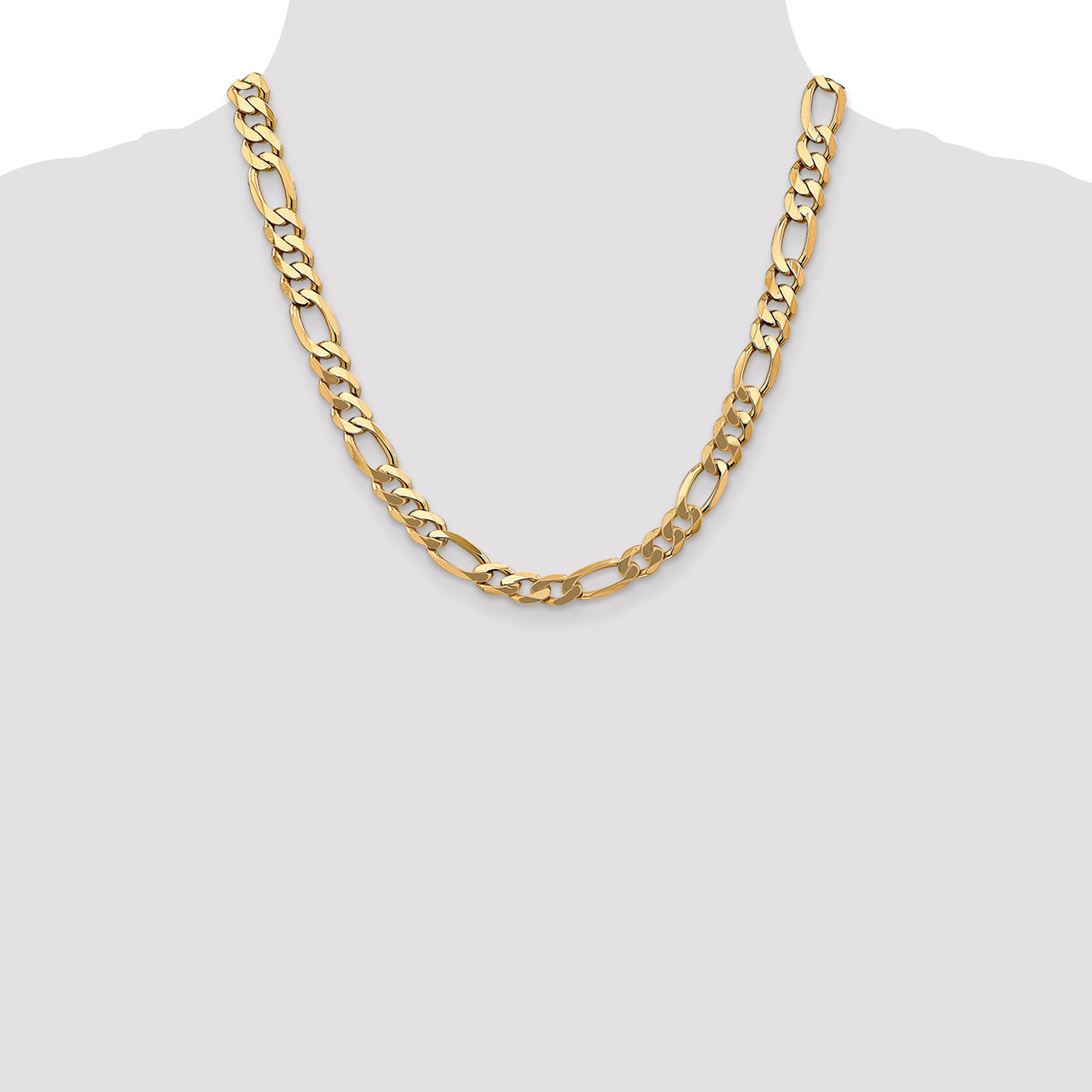 14K 20 Inch 8.75Mm Flat Figaro With Lobster Clasp Chain