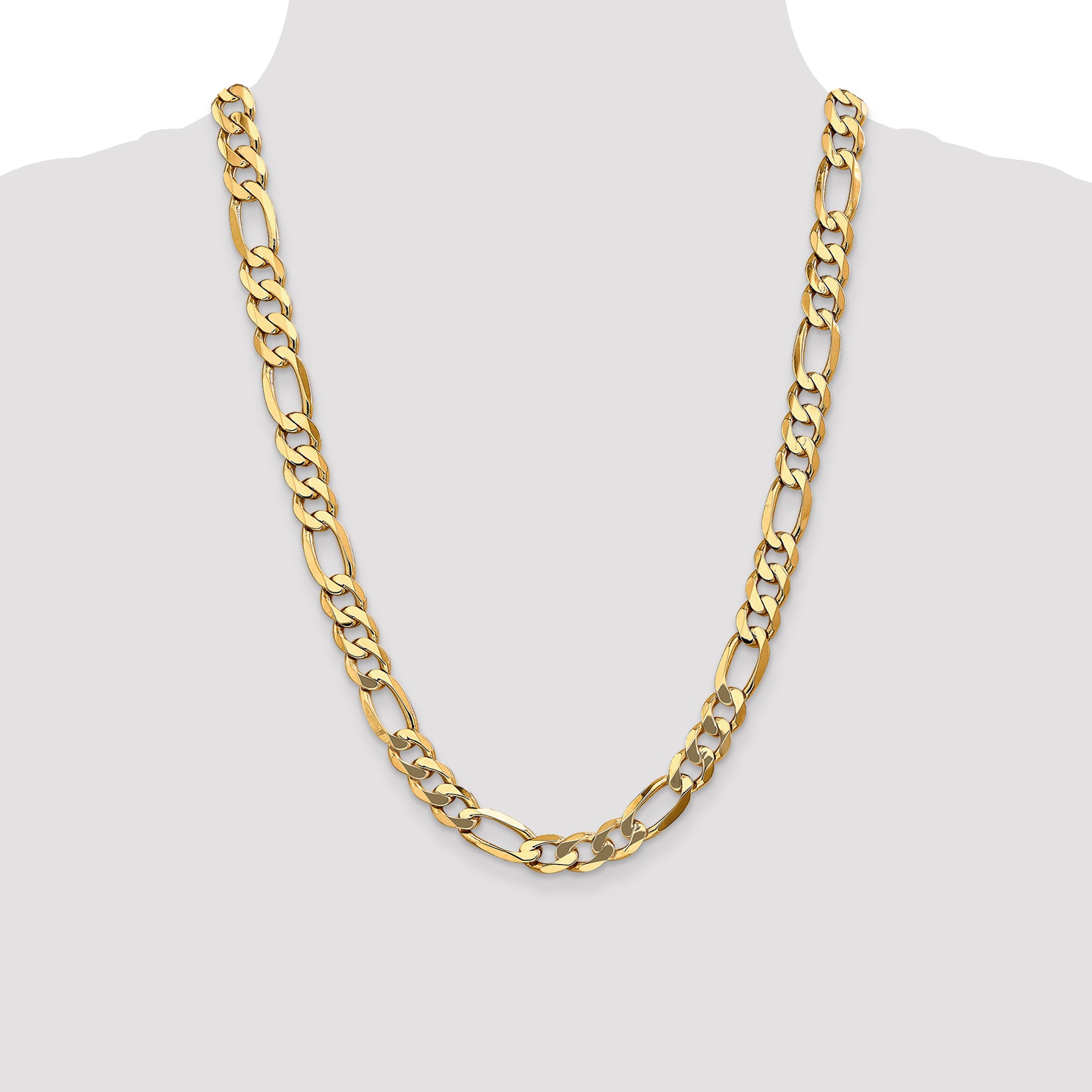 14K 20 inch 10mm Flat Figaro with Lobster Clasp Chain