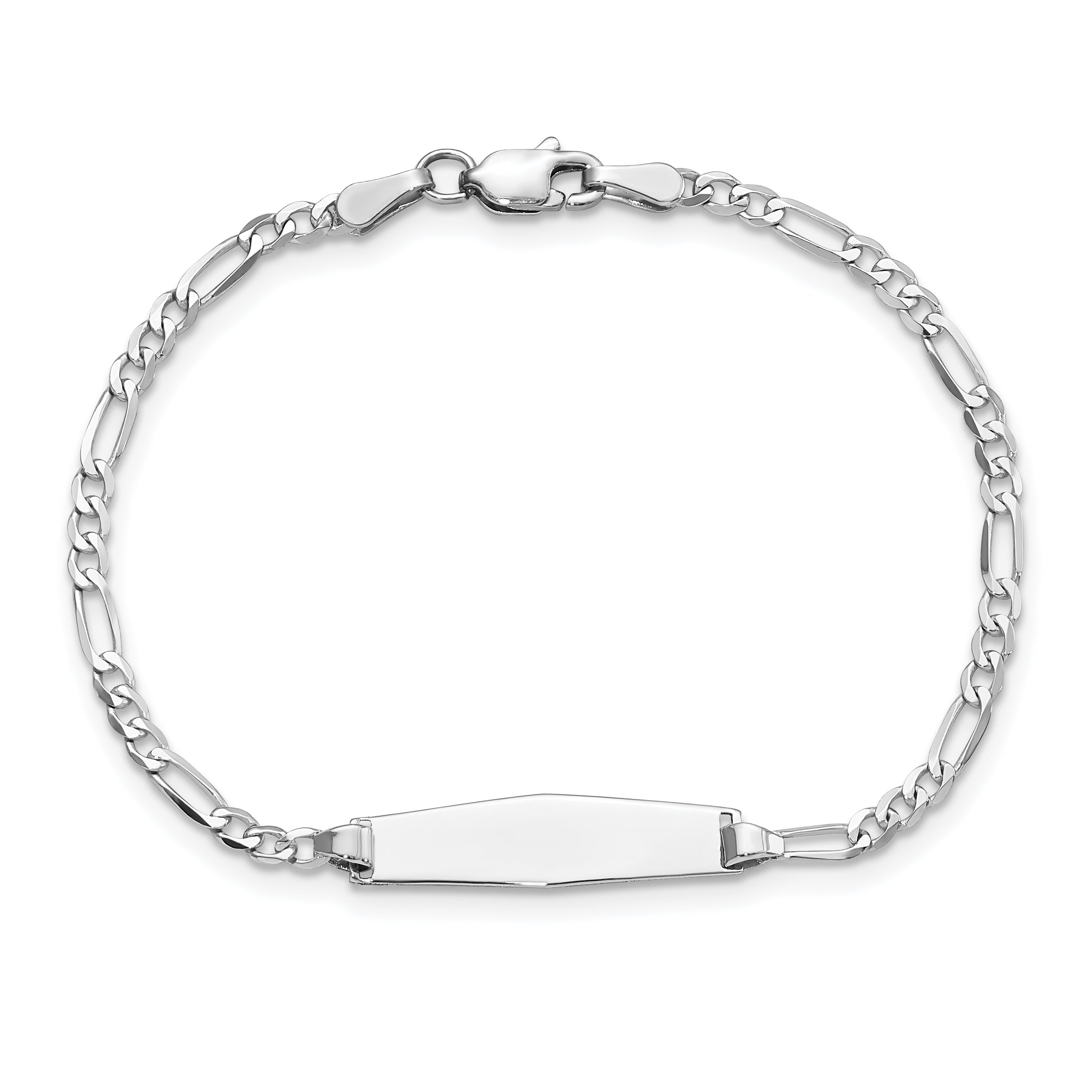 14K Wg Soft Diamond Shape Figaro Link Id Bracelet