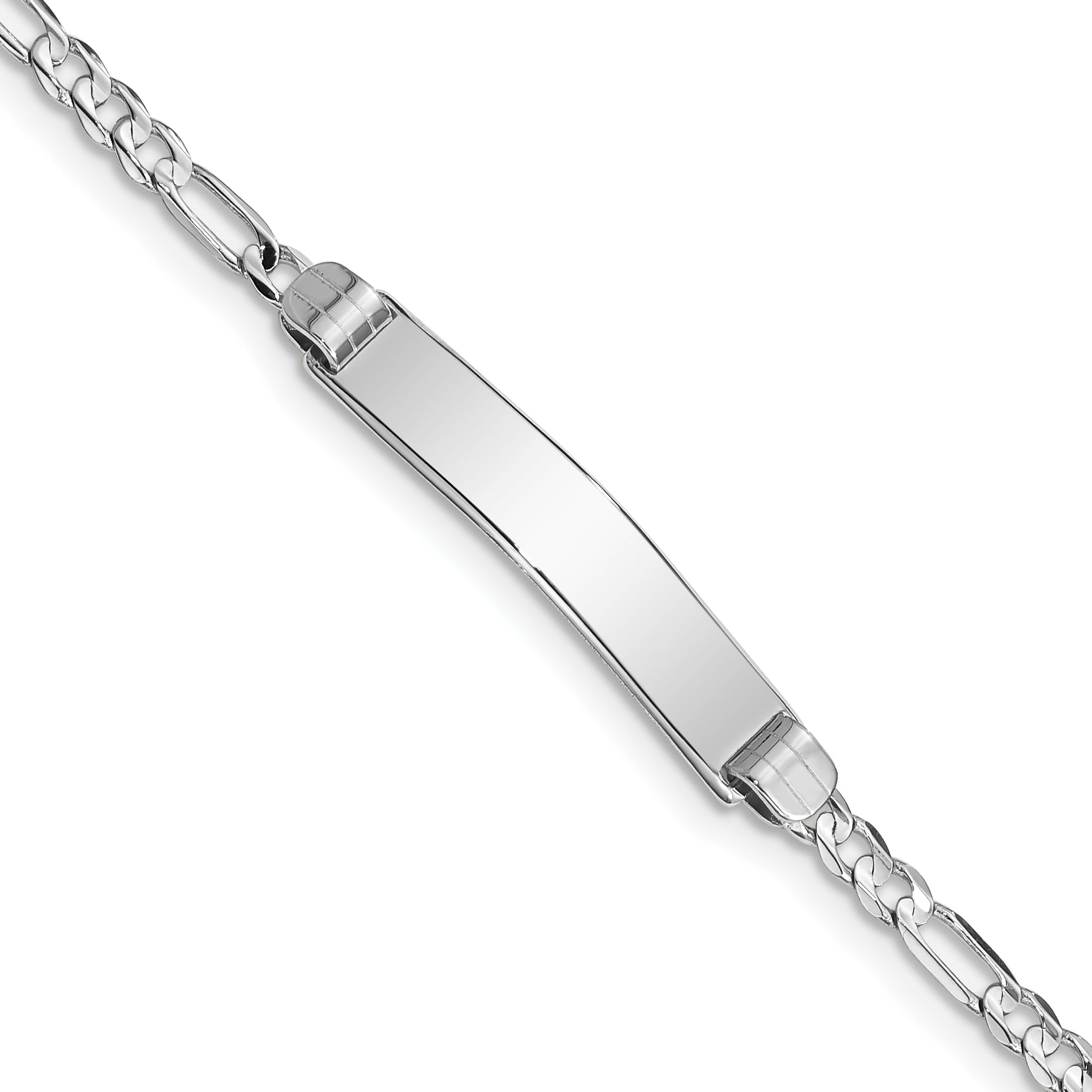 14K Wg Figaro Link Id Bracelet