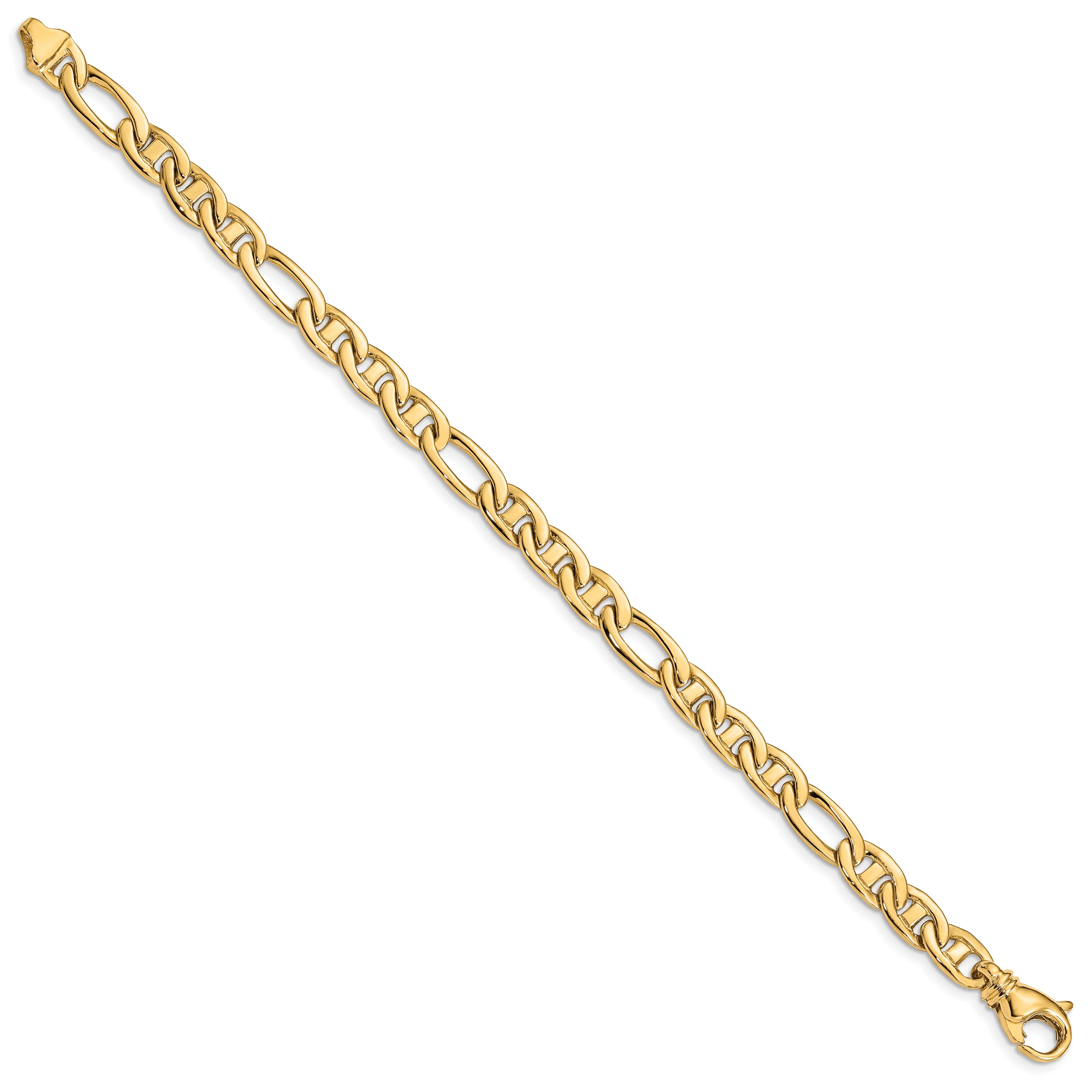 14K 18 inch 6.5mm Solid Hand Polished Fancy Flat Anchor Link with Fancy Lobster Clasp Chain