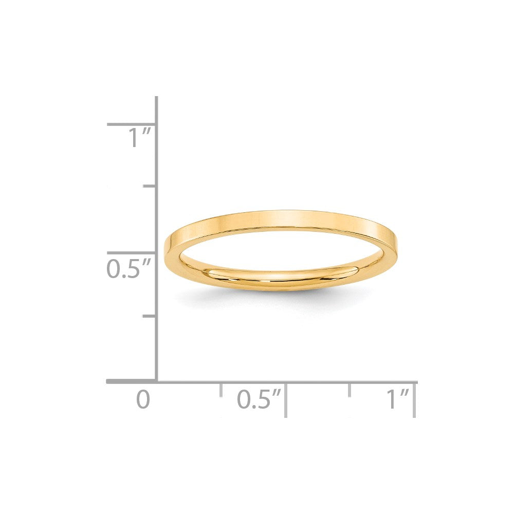 14k Yellow Gold 2mm Standard Weight Flat Comfort Fit Wedding Band Size 8.5