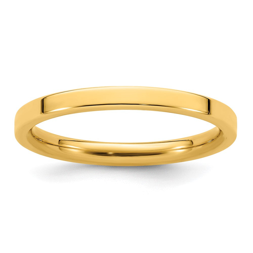 14k Yellow Gold 2mm Standard Weight Flat Comfort Fit Wedding Band Size 9