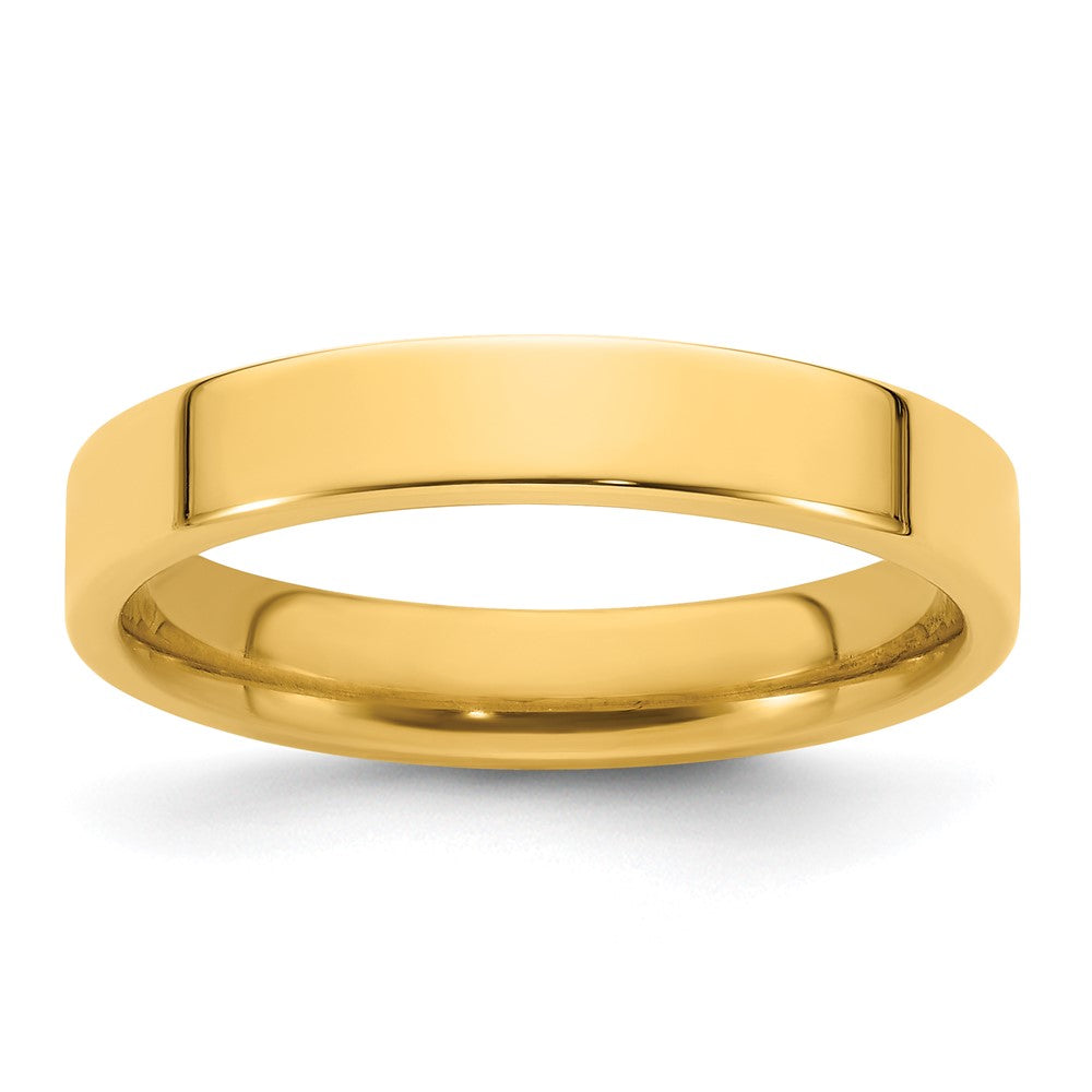14k Yellow Gold 4mm Standard Weight Flat Comfort Fit Wedding Band Size 5