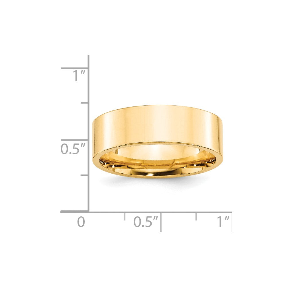 14k Yellow Gold 7mm Standard Weight Flat Comfort Fit Wedding Band Size 12