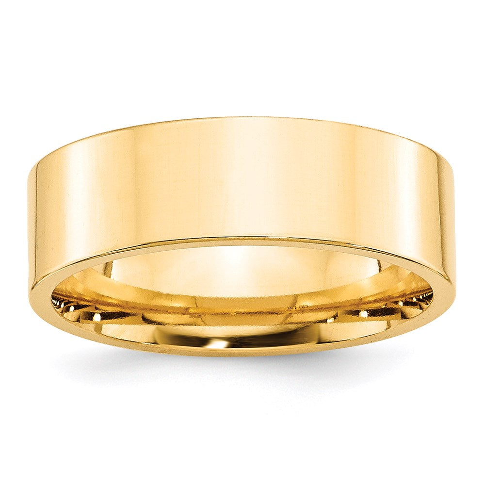 14k Yellow Gold 7mm Standard Weight Flat Comfort Fit Wedding Band Size 12