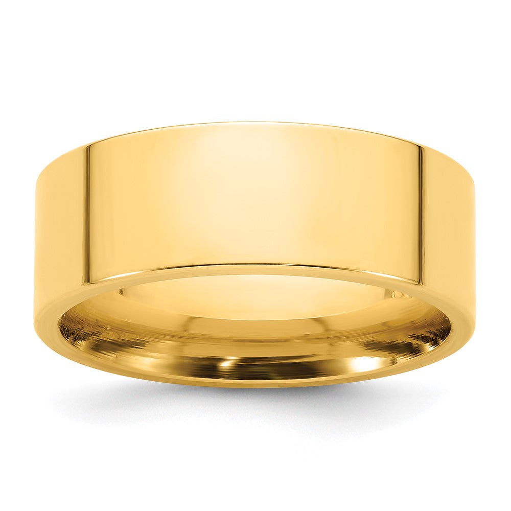 14k Yellow Gold 8mm Standard Weight Flat Comfort Fit Wedding Band Size 12
