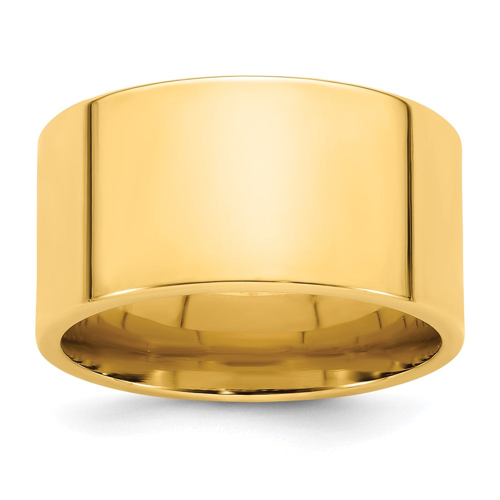 14k Yellow Gold 12mm Standard Weight Flat Comfort Fit Wedding Band Size 13.5