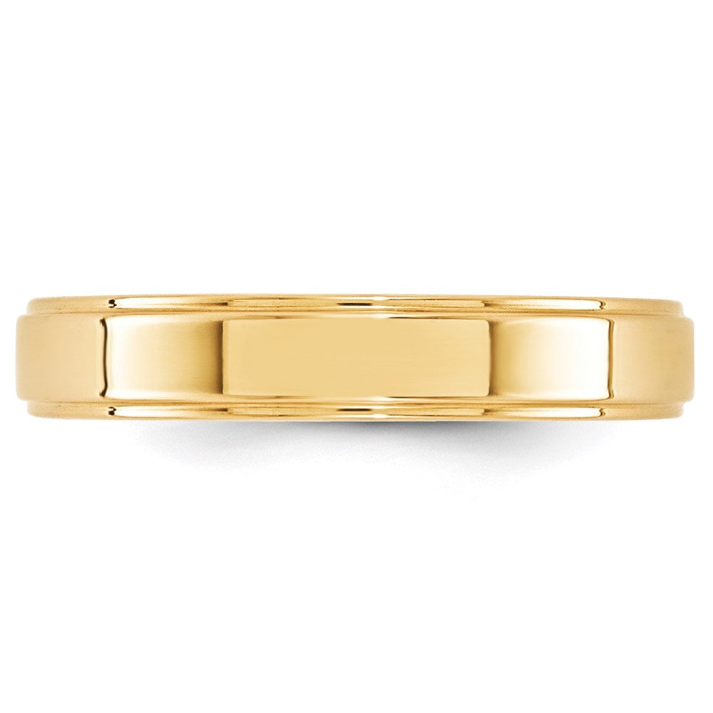 14k Yellow Gold 4mm Flat with Step Edge Wedding Band Size 12.5