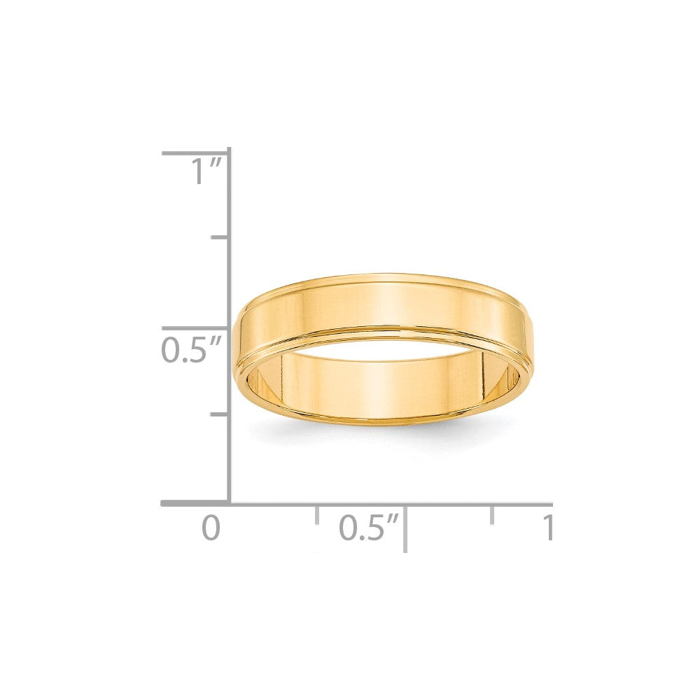 14k Yellow Gold 5mm Flat with Step Edge Wedding Band Size 6.5