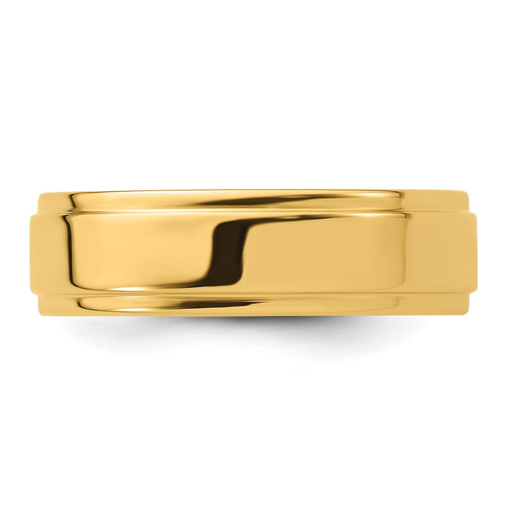 14k Yellow Gold 6mm Flat with Step Edge Wedding Band Size 5