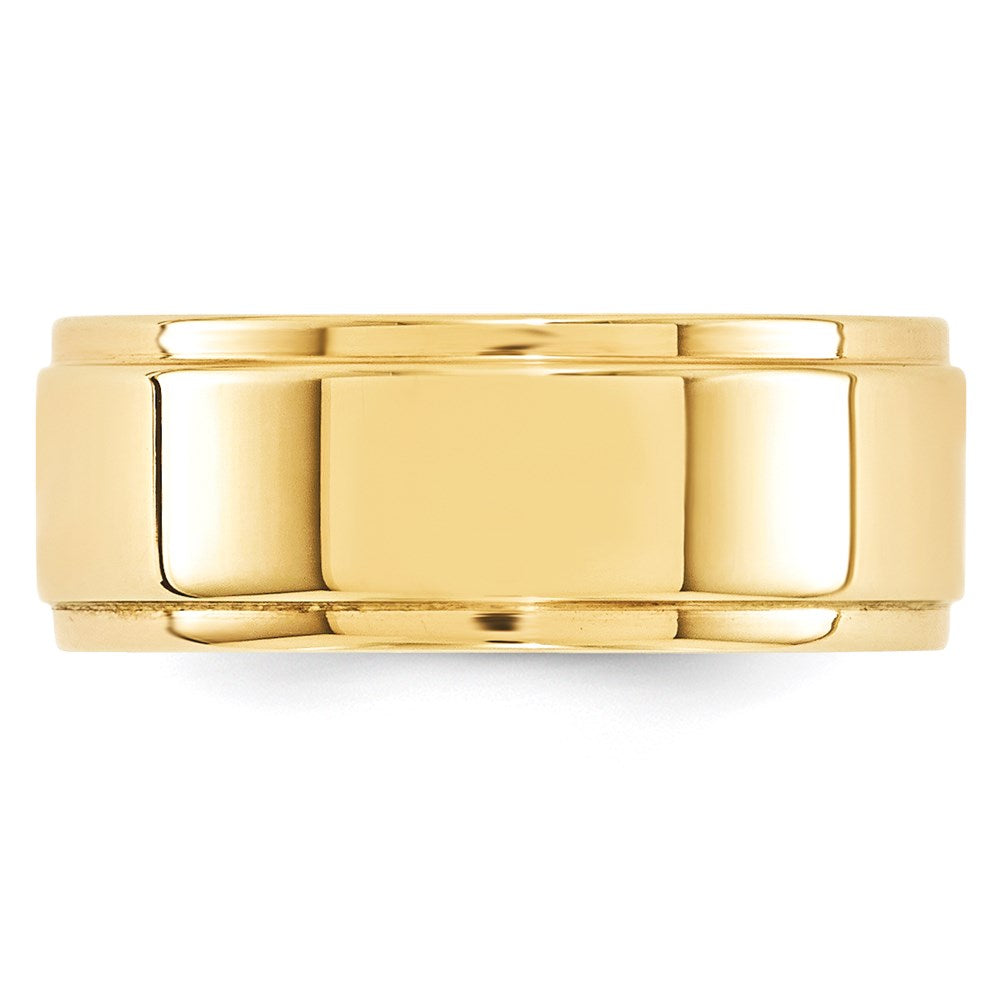 14k Yellow Gold 8mm Flat with Step Edge Wedding Band Size 11.5