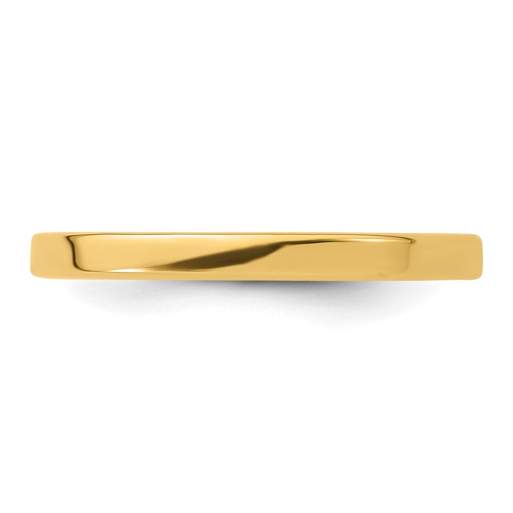 14k Yellow Gold 2mm Lightweight Flat Wedding Band Size 6