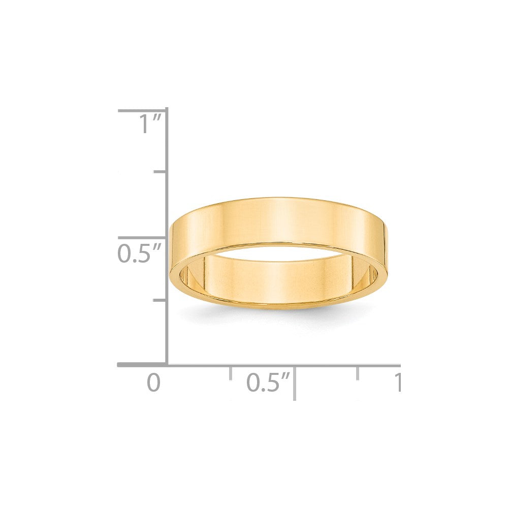 14k Yellow Gold 5mm Lightweight Flat Wedding Band Size 13