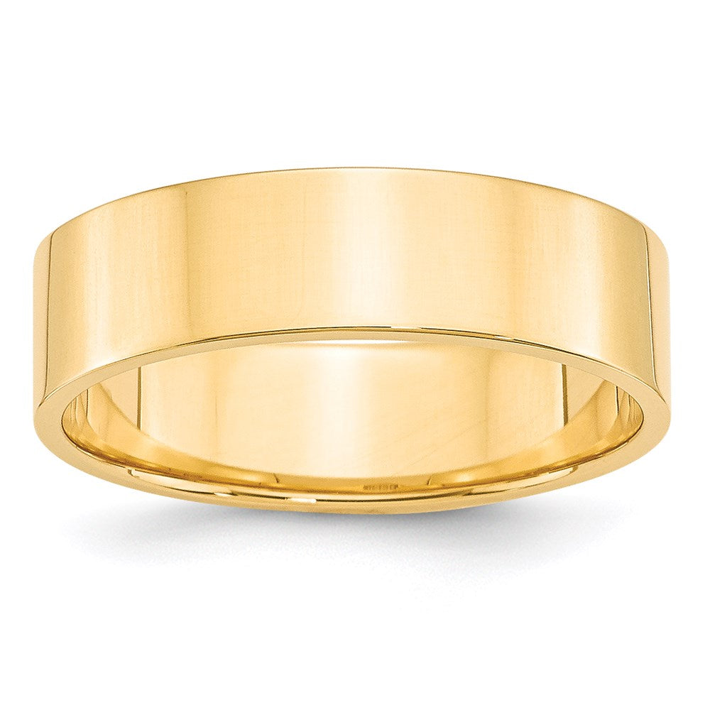 14k Yellow Gold 6mm Lightweight Flat Wedding Band Size 4