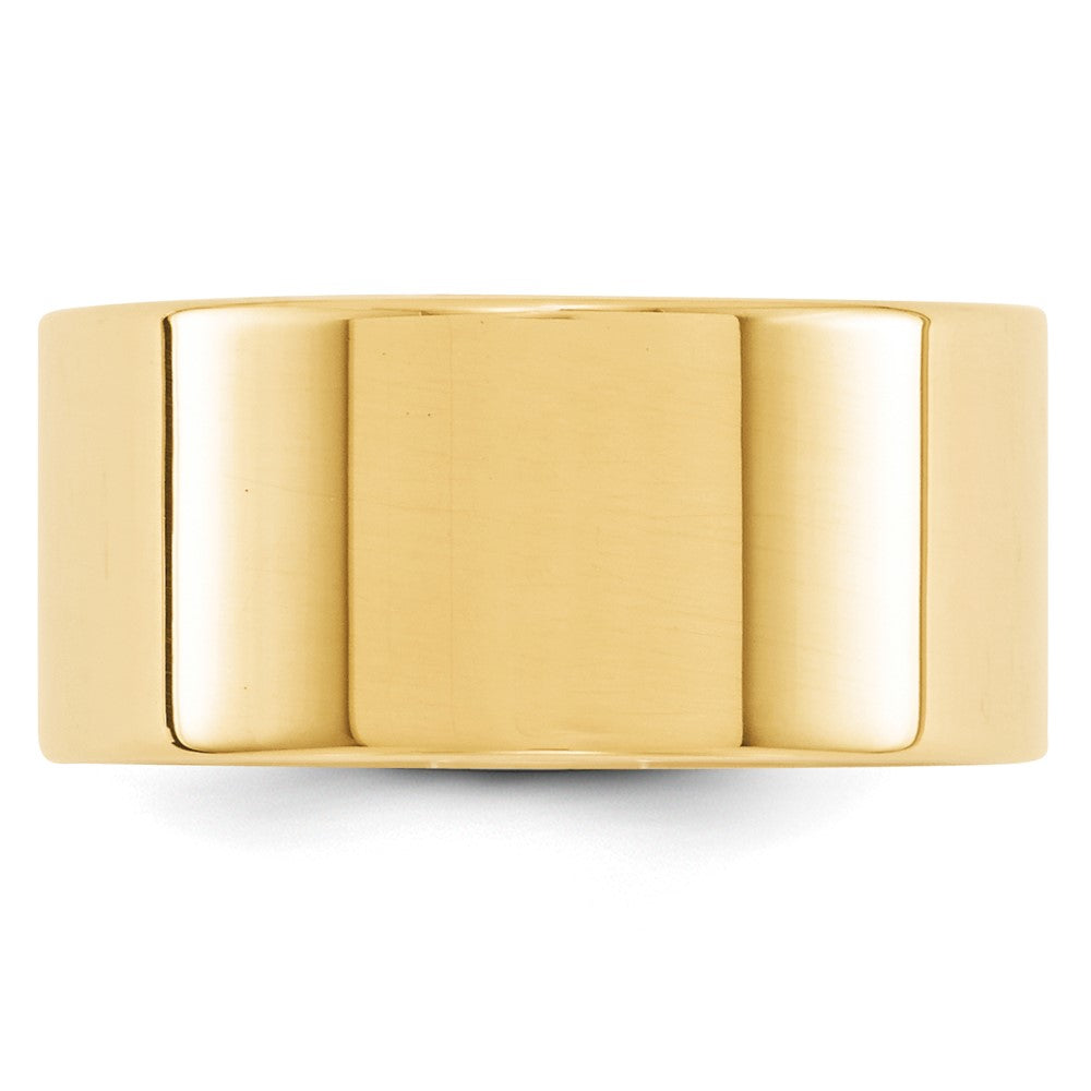 14k Yellow Gold 10mm Lightweight Flat Wedding Band Size 11