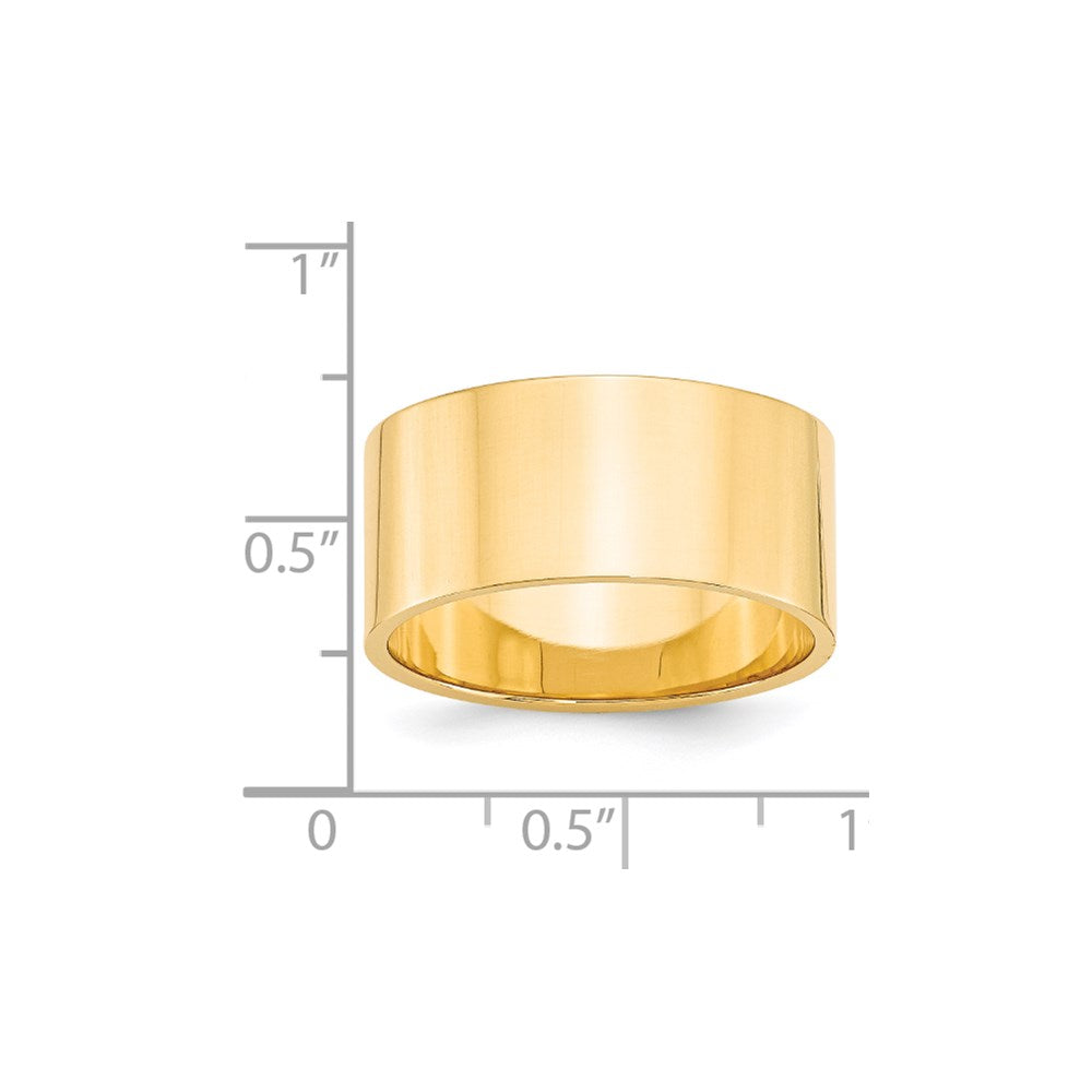 14k Yellow Gold 10mm Lightweight Flat Wedding Band Size 11