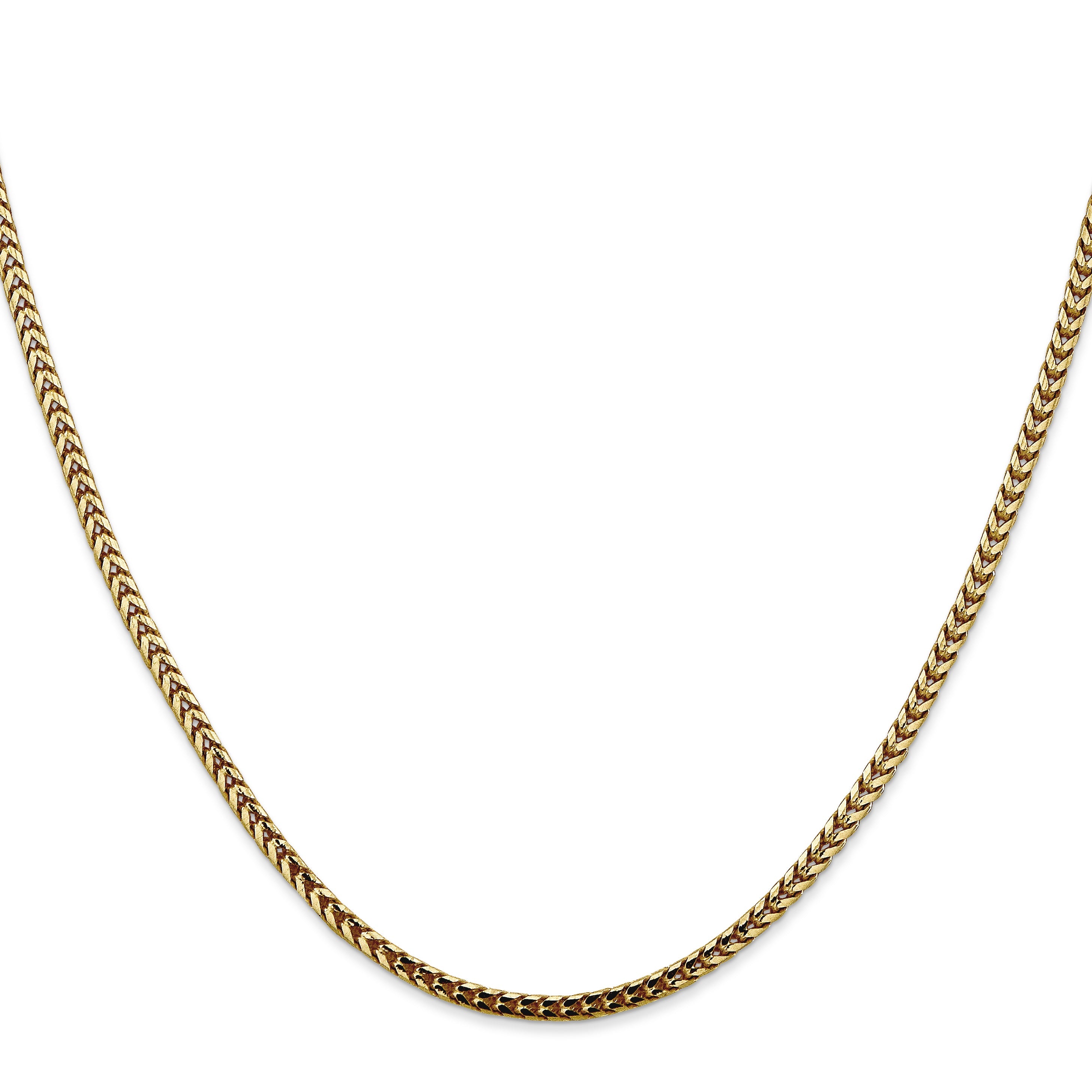10KT Hollow Yellow Gold 3 MM Square Franco Link Chain