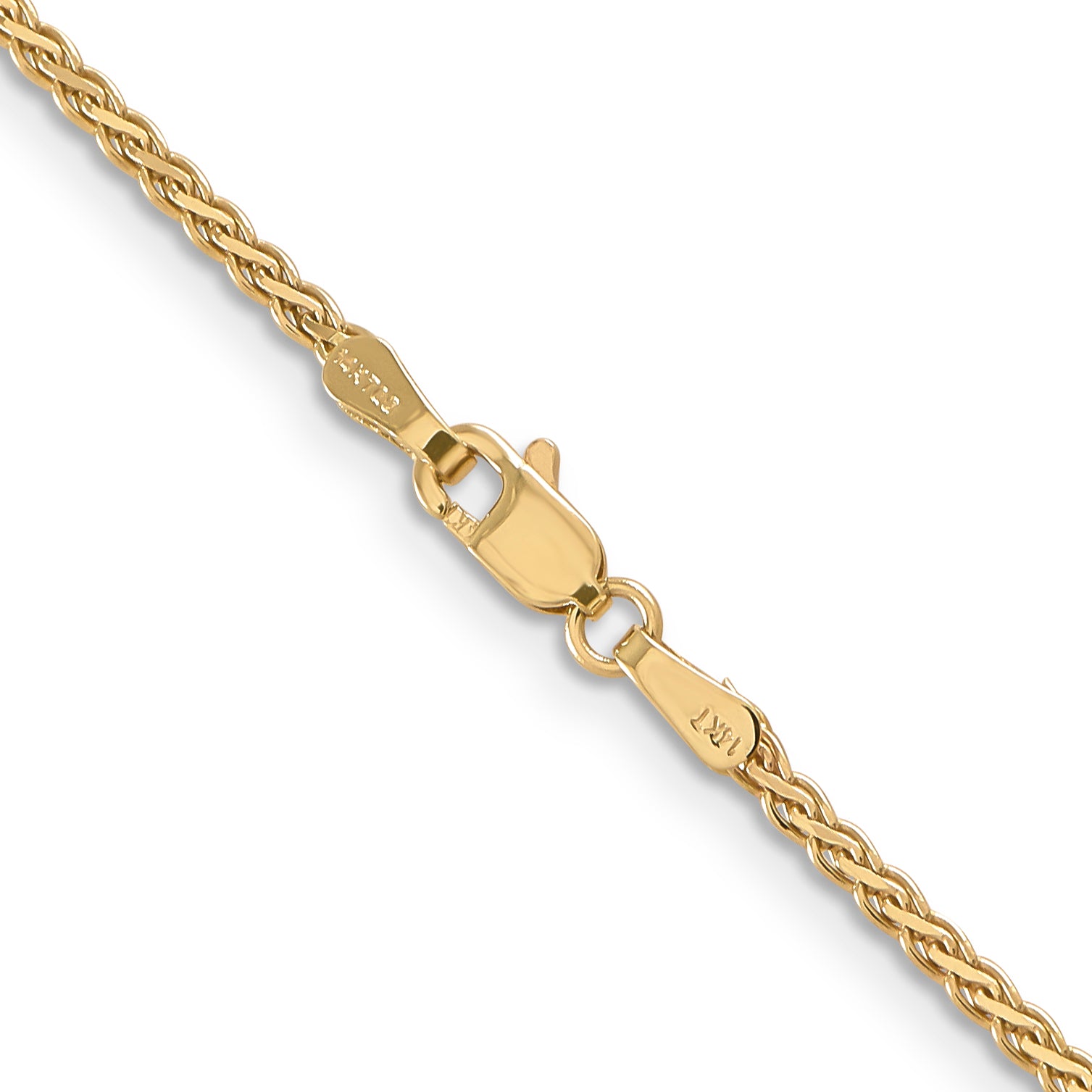 14K 16 Inch 1.9Mm Flat Wheat With Lobster Clasp Chain