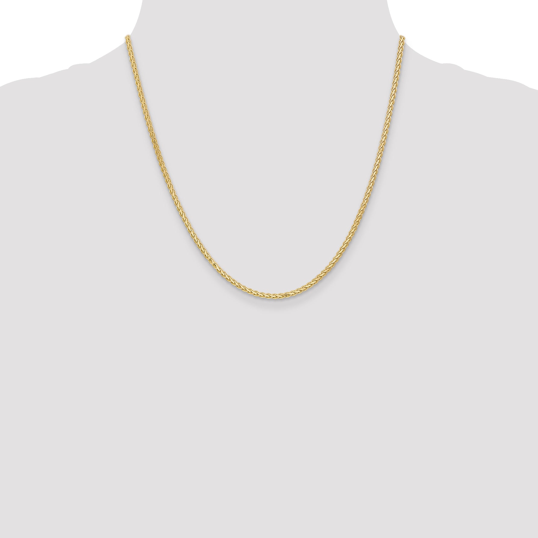 14K 20 Inch 2.4Mm Flat Wheat With Lobster Clasp Chain