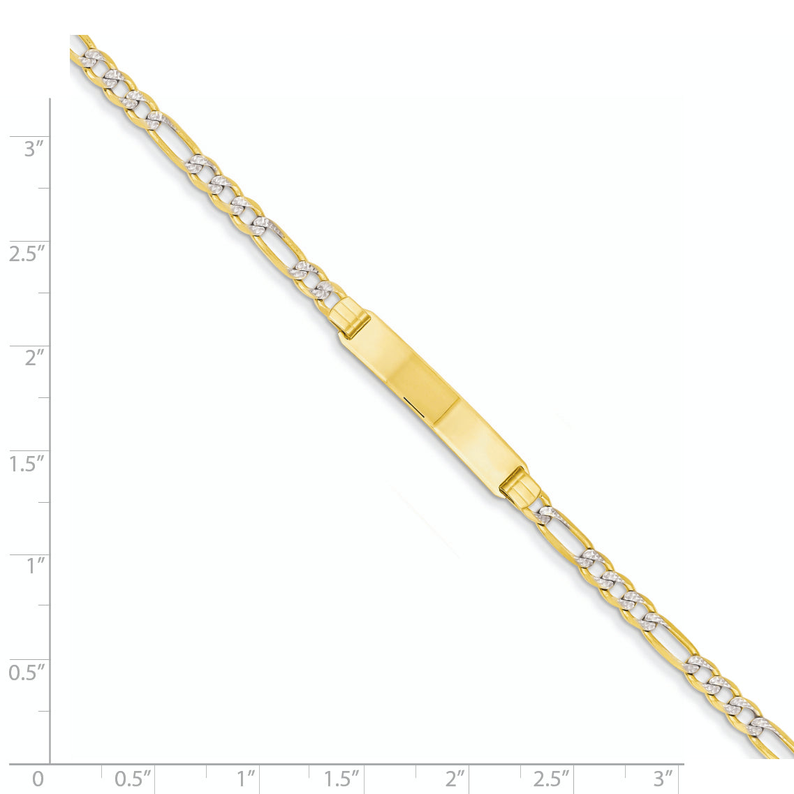 14K With Rhodium Pava Figaro Id Bracelet