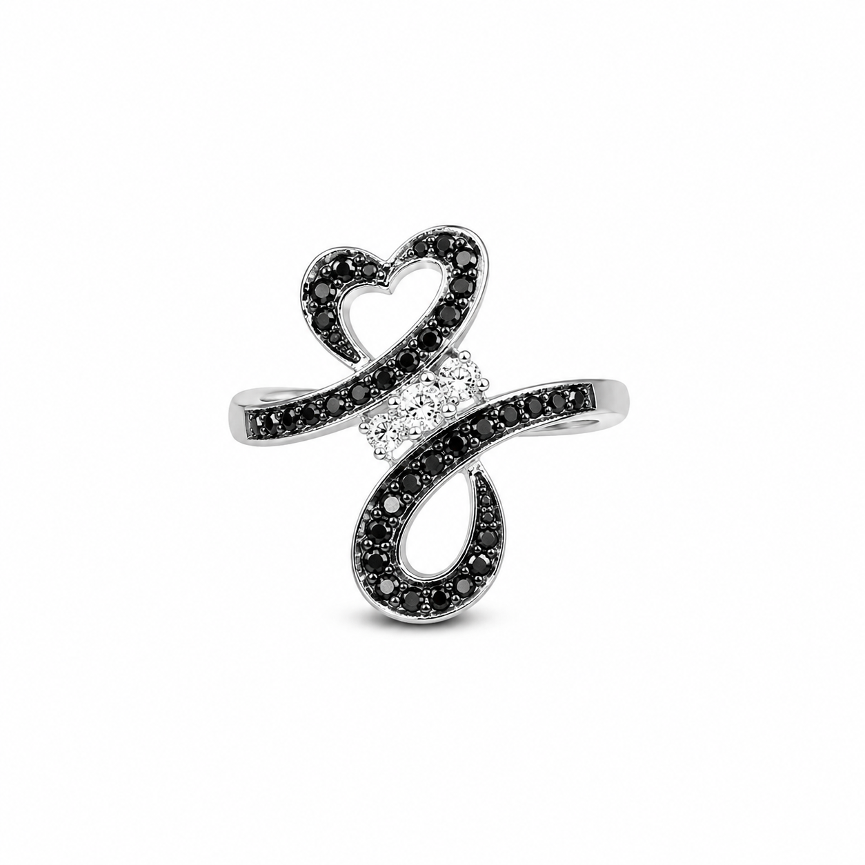 925 0.25 CTW Black & White Diamond Ring [K3H50]
