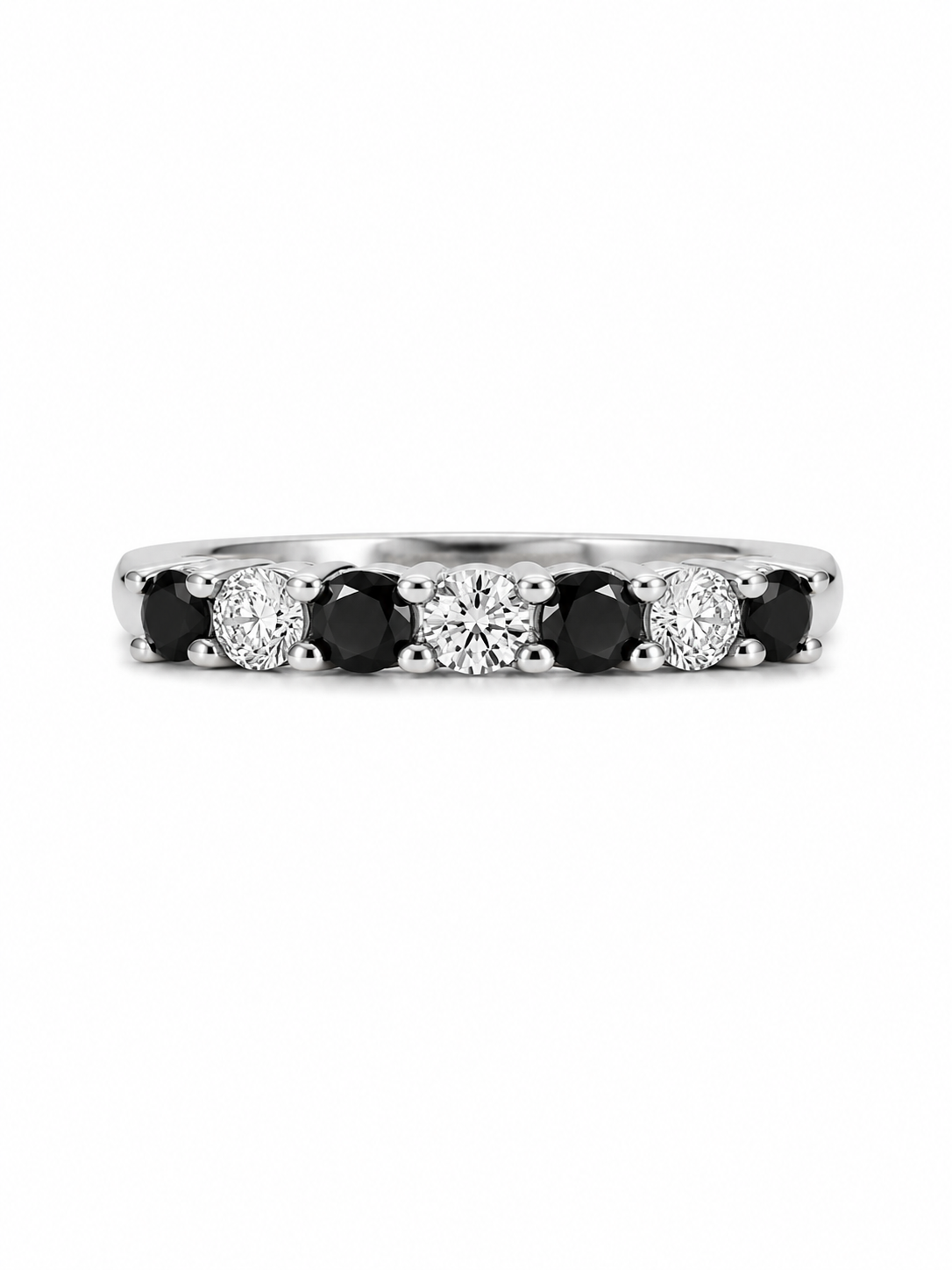 10KT White Gold 0.55 CTW Black & White Diamond Band [11H]