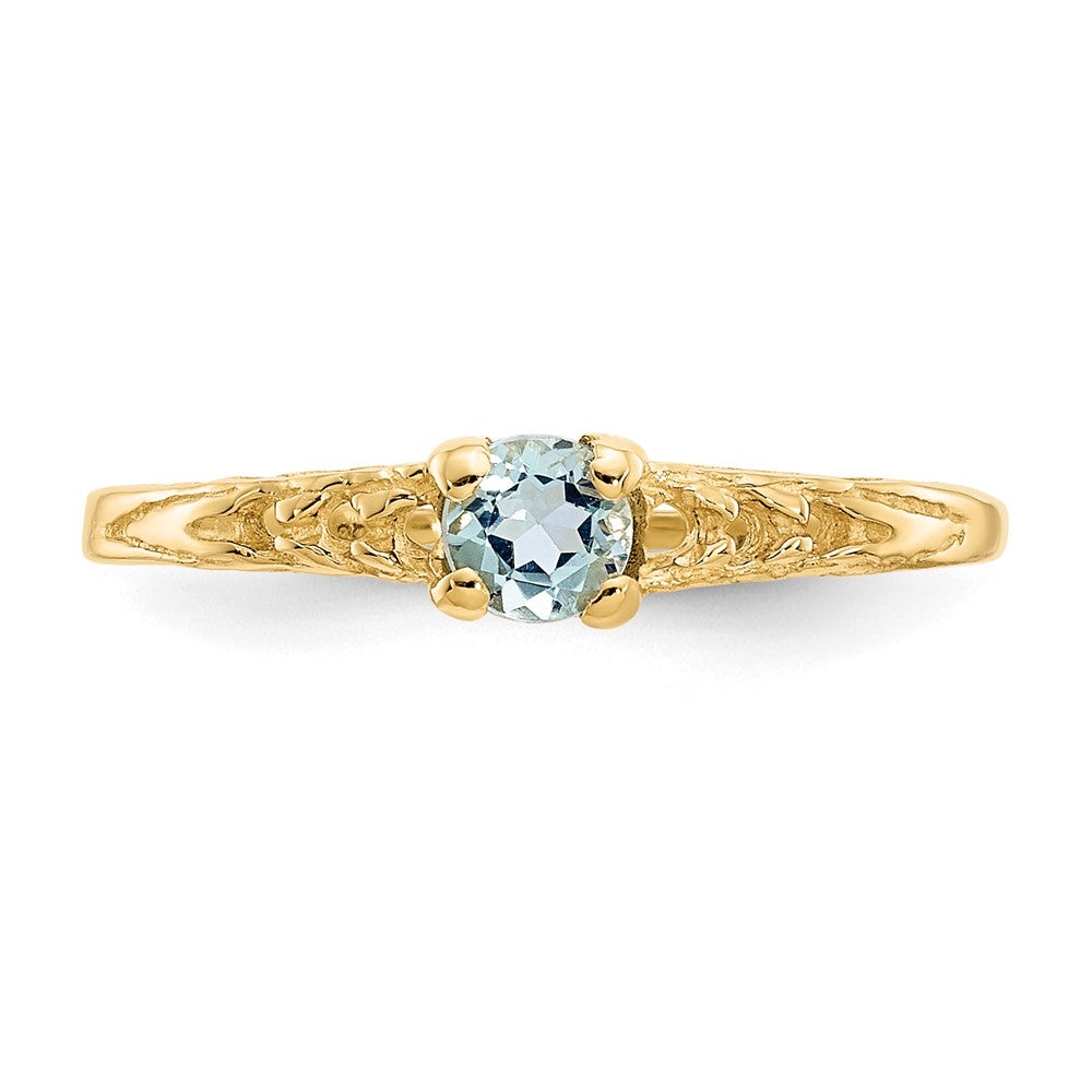 14k Madi K 3mm Aquamarine Birthstone Baby Ring