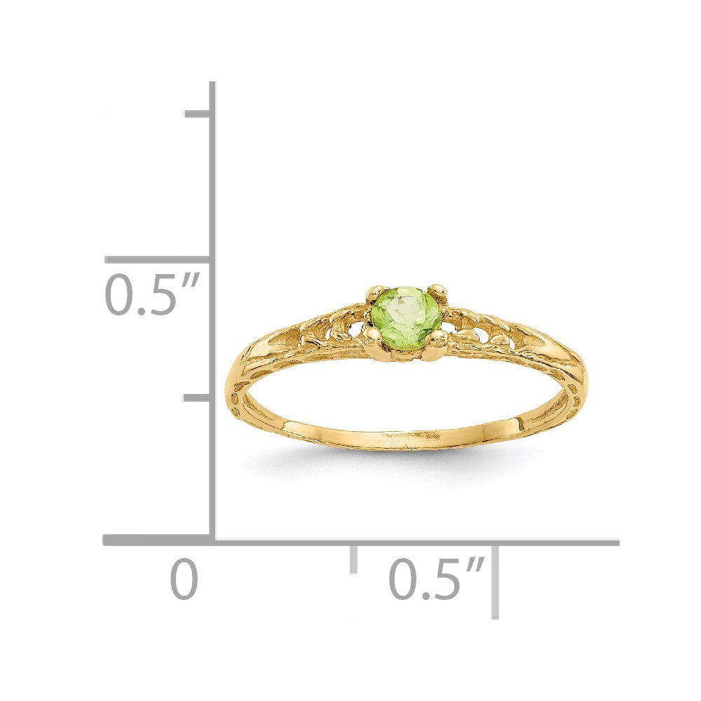 14k Madi K 3mm Peridot Birthstone Baby Ring