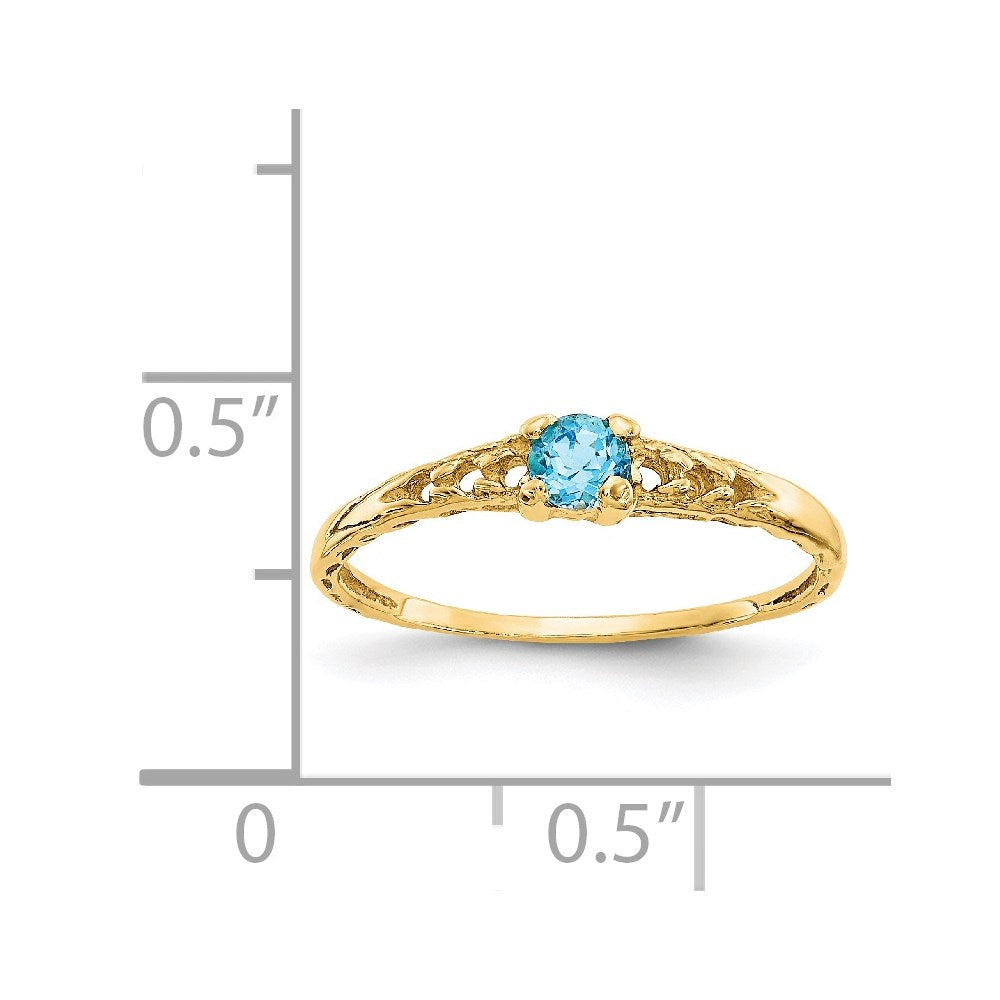 14k Madi K 3mm Blue Topaz Birthstone Baby Ring