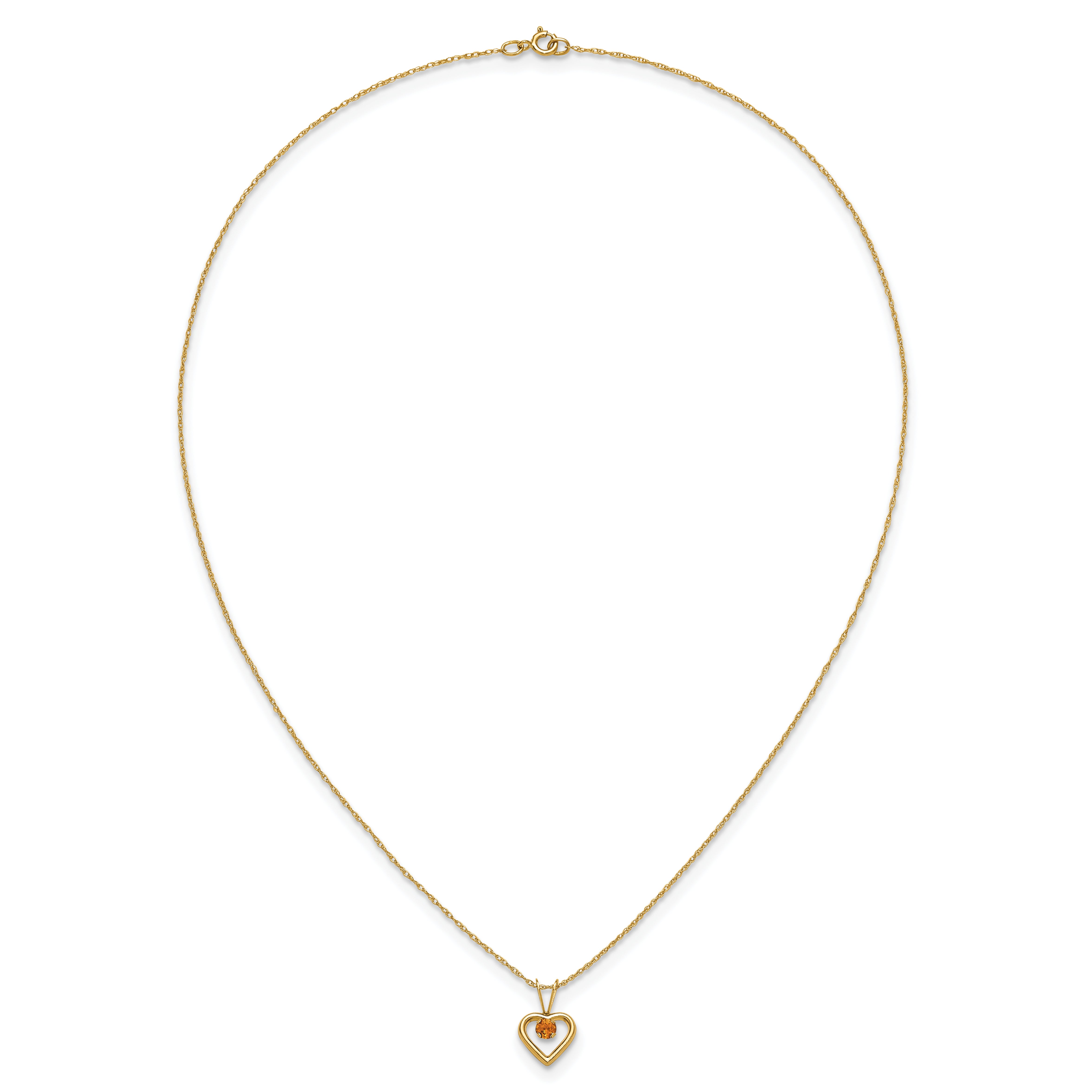 14k Madi K 3mm Citrine Heart Birthstone 15 inch Necklace