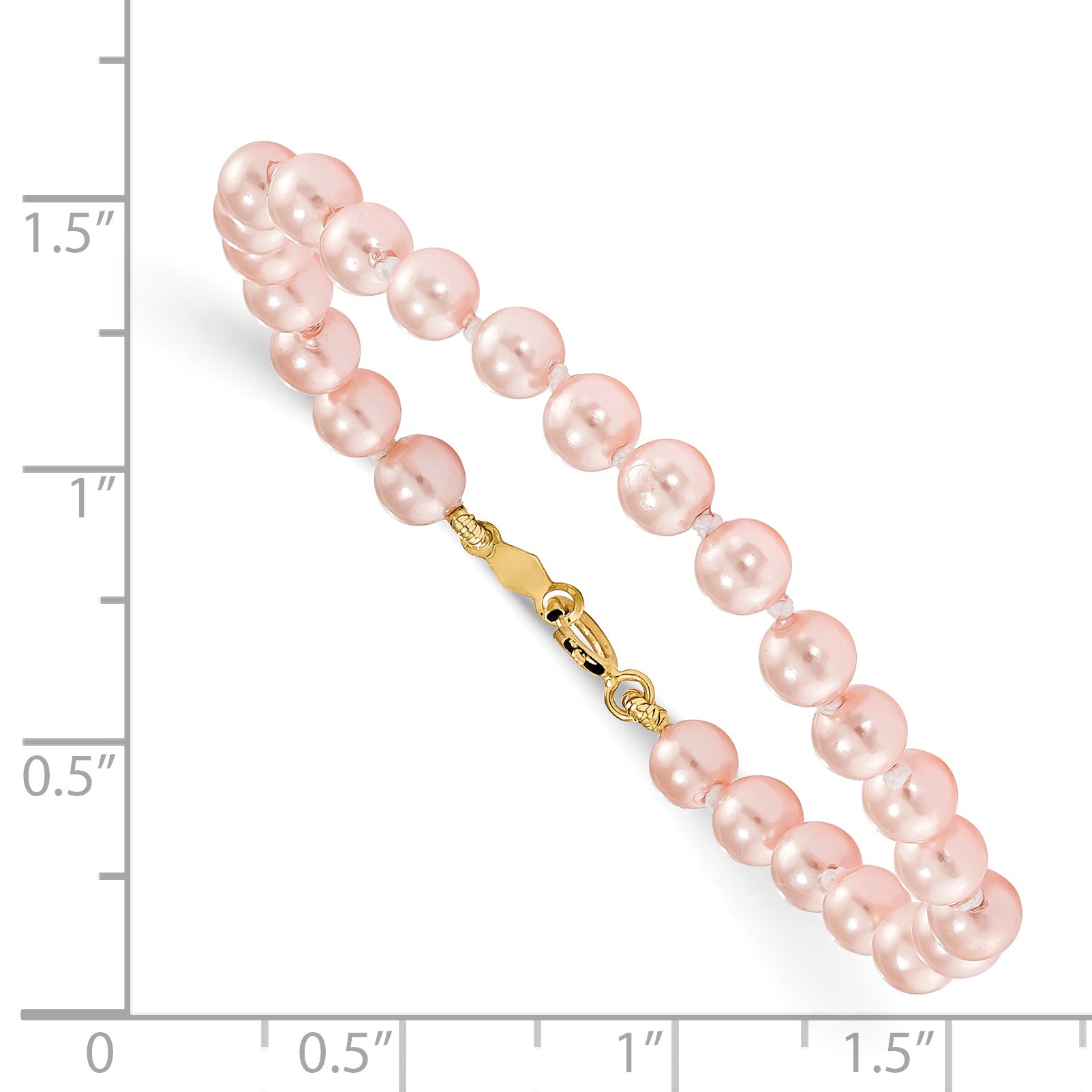 14k Madi K 4.5mm-5.5mm Pink Imitation Shell Pearl 5.25 inch Bracelet
