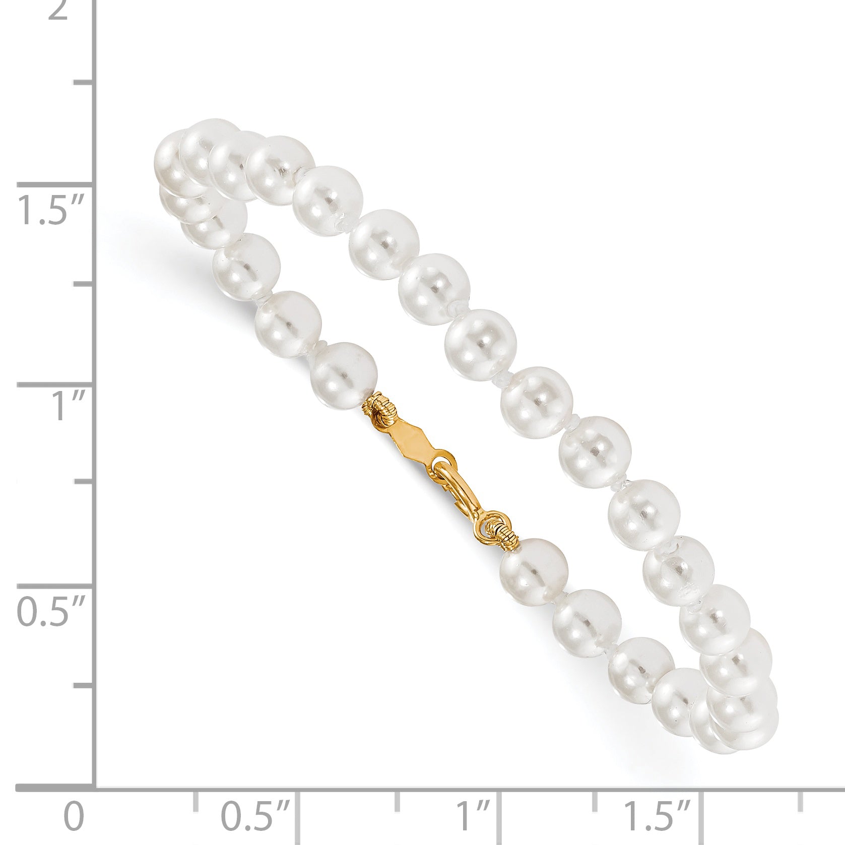 14k Madi K 4.5mm-5.5mm White Imitation Shell Pearl 5.25 inch Bracelet