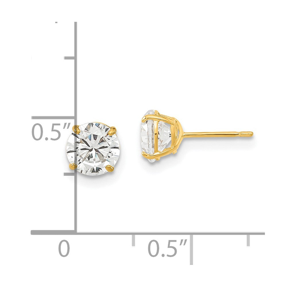 14k Madi K 6mm Round CZ Basket Set Stud Earrings